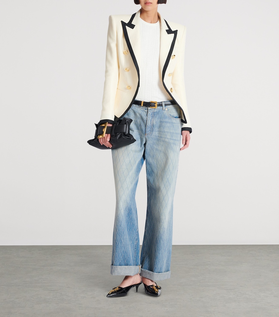 Basket Weave Bordered Blazer GWO ECRU/NOIR Image 4