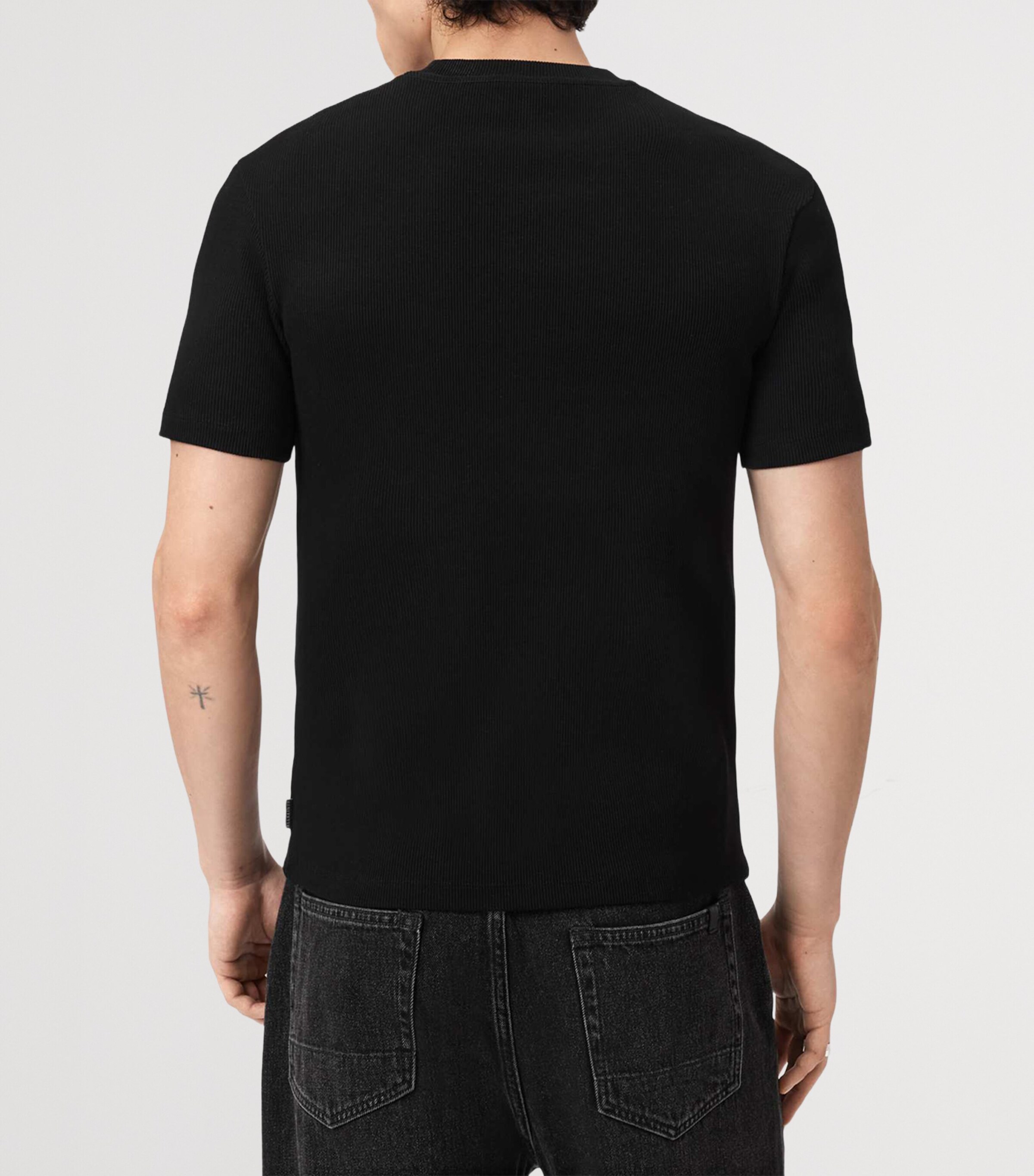 AllSaints Mens Organic Cotton-BlendTheo T-Shirt Black Image 4
