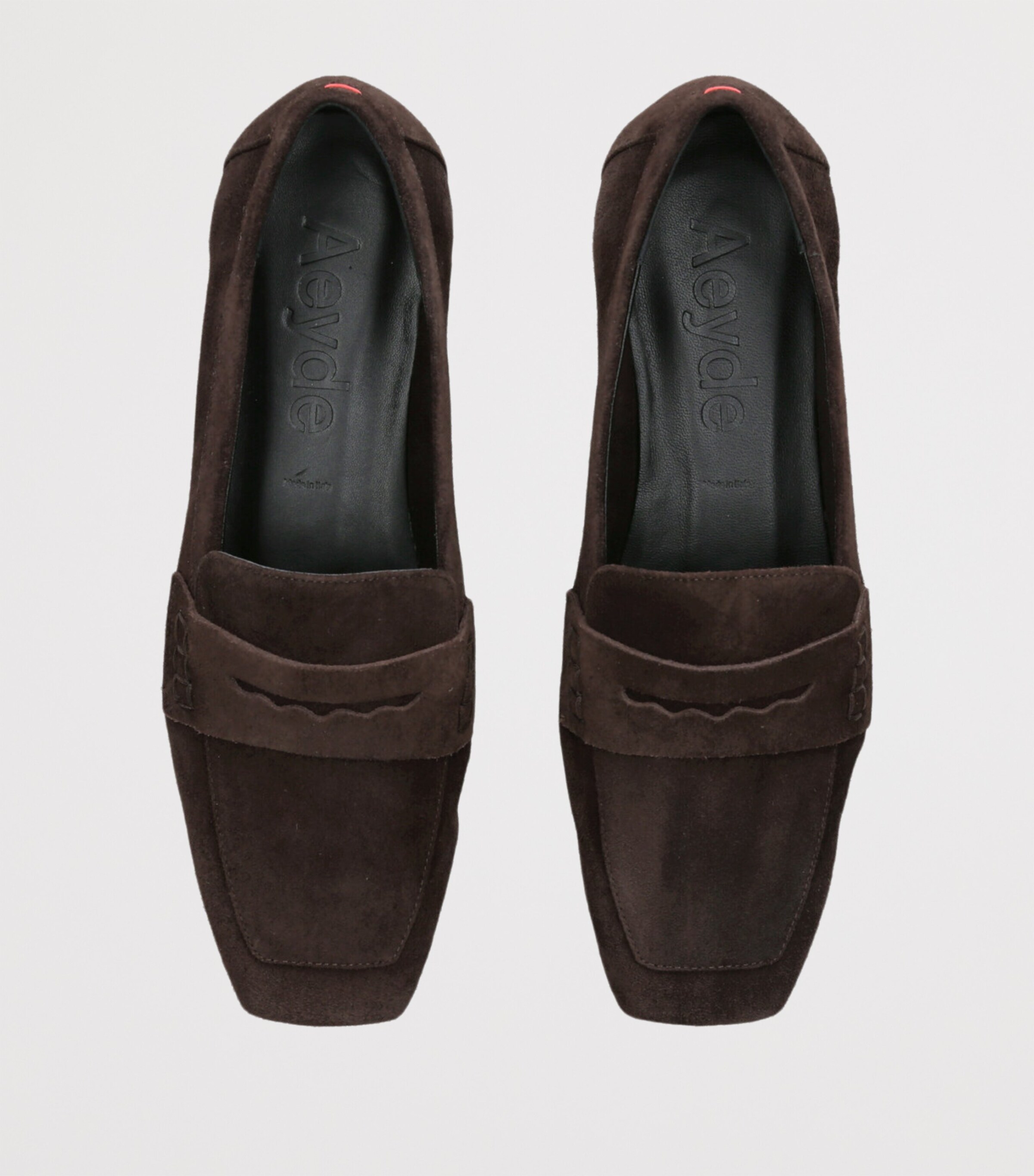 aeyde Womens Suede Lana Loafers Dark Brown Image 4