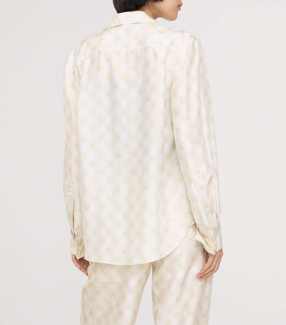 Burberry Womens Silk Equestrian Knight Design Shirt Chalk White Ip Pttrn Image 3