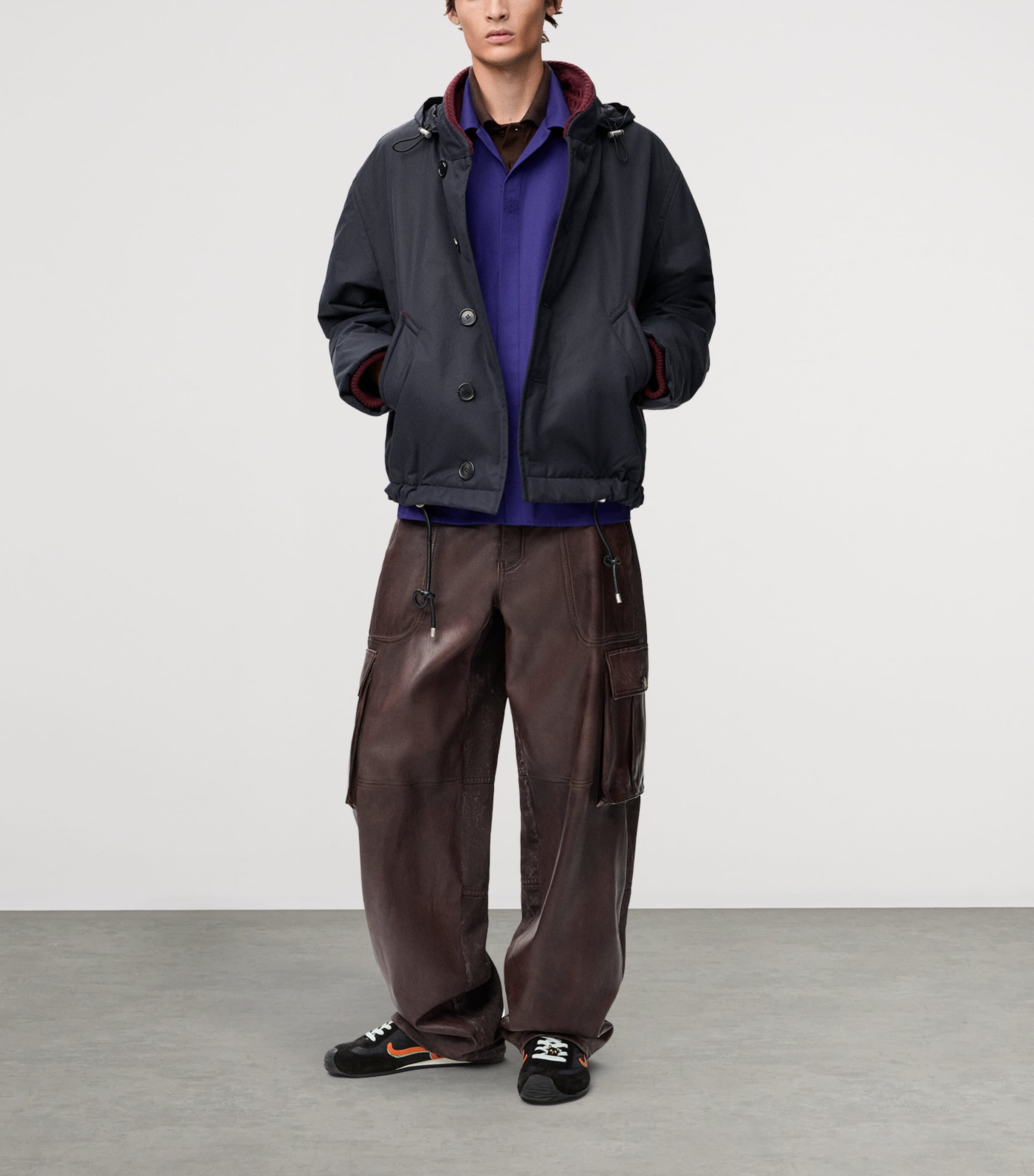 LOEWE Mens Cotton Anagram Shirt Indigo Blue Image 2