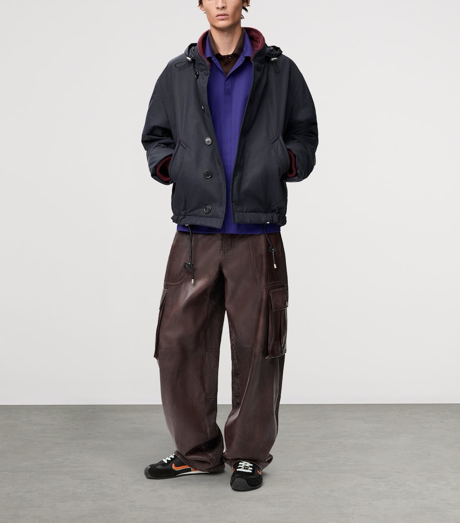 LOEWE Mens Cotton Anagram Shirt Indigo Blue Image 2