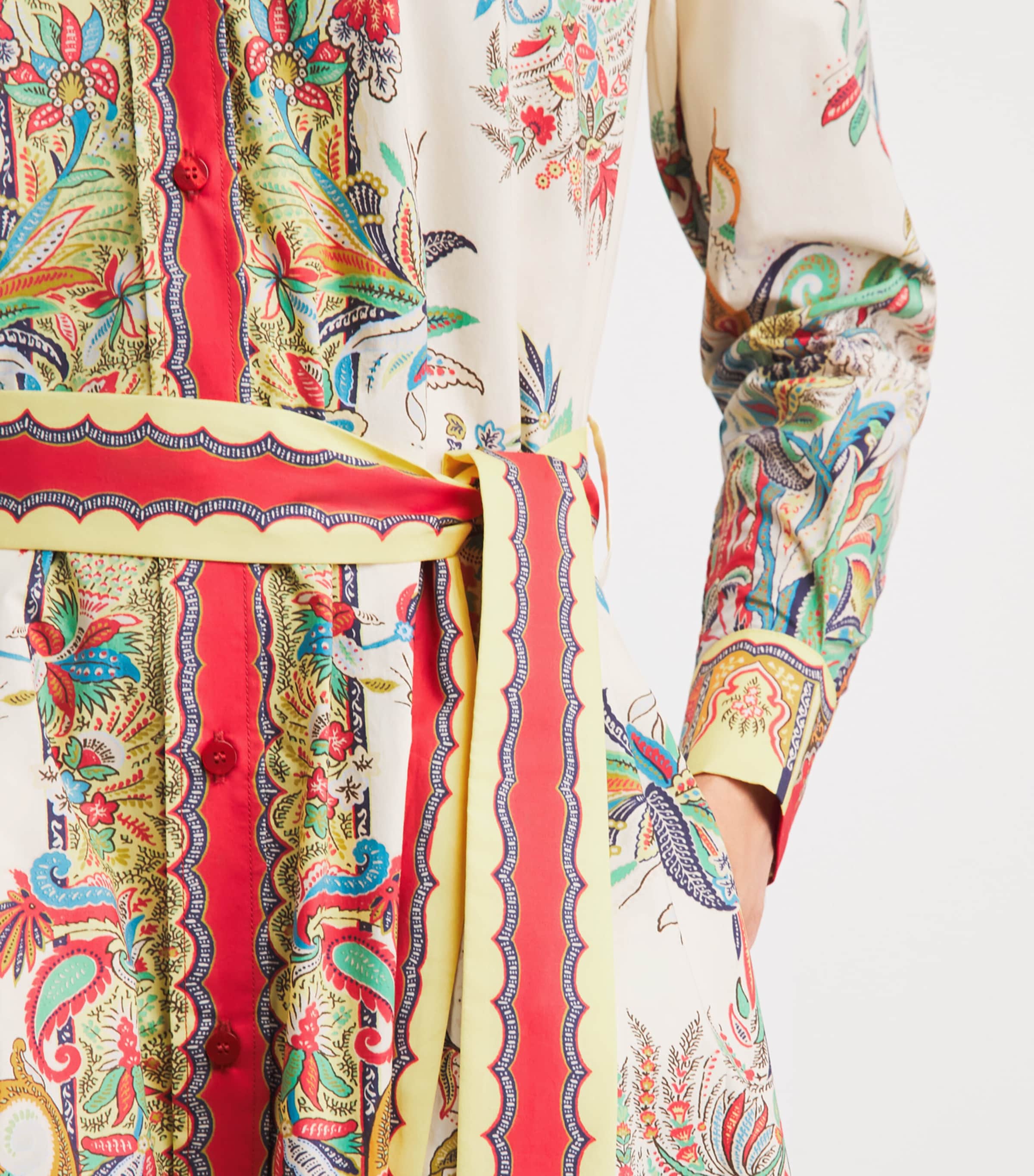 Etro Womens Cotton Paisley Maxi Shirt Dress Prnt/white Bs Image 3