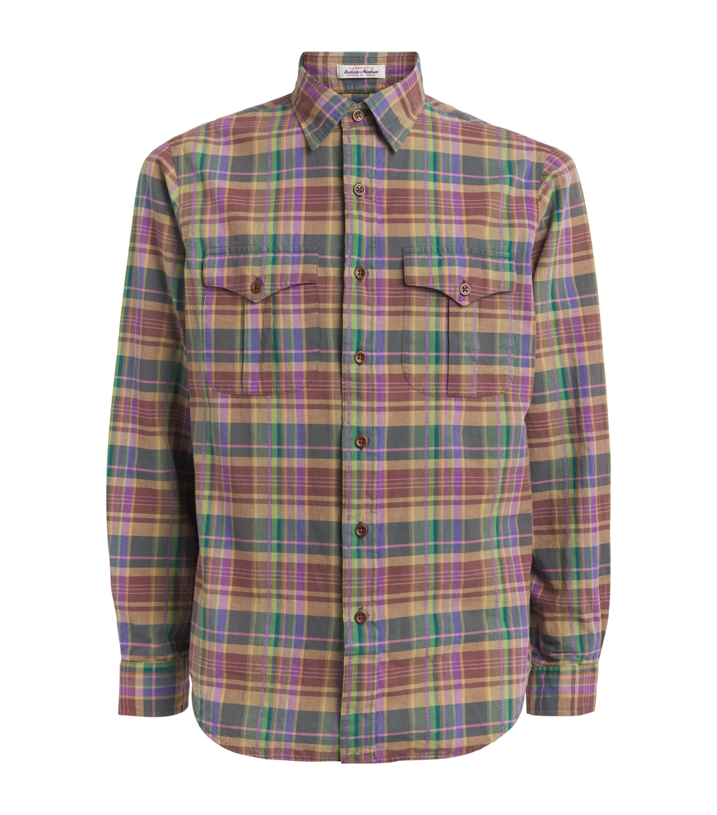 Polo Ralph Lauren Mens Cotton Check Shirt Brwn Prple Mlti Image 1
