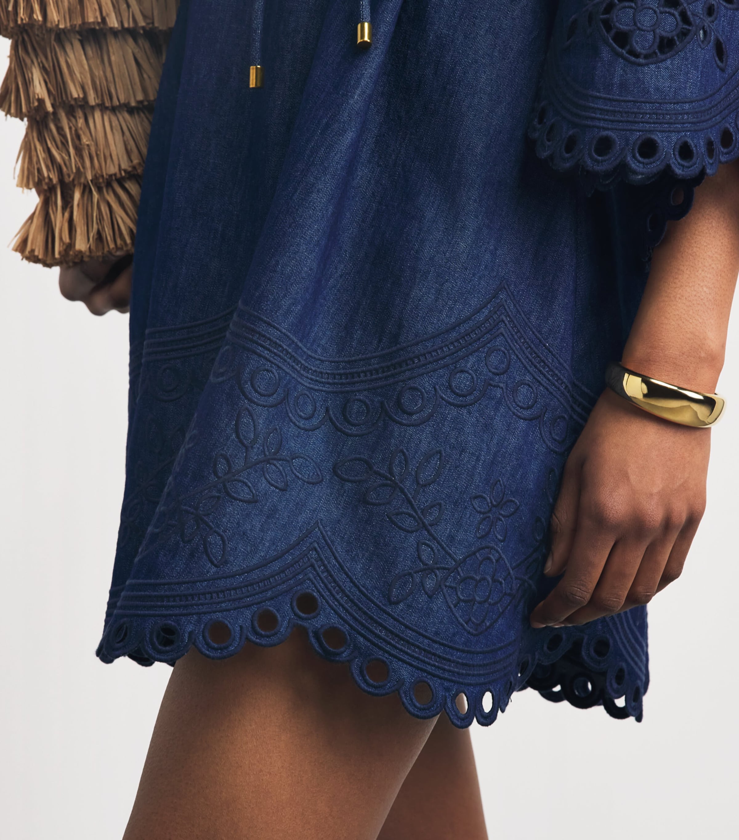 Zimmermann Womens Denim Broderie Mahon Mini Dress Ink Ink Image 5