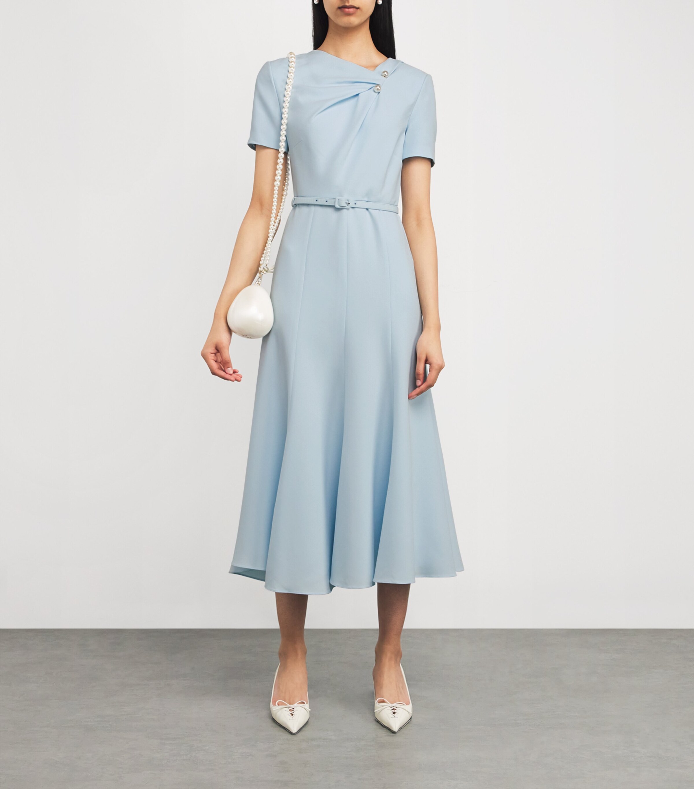 Roland Mouret Womens Cady Belted Midi Dress Blue Image 2