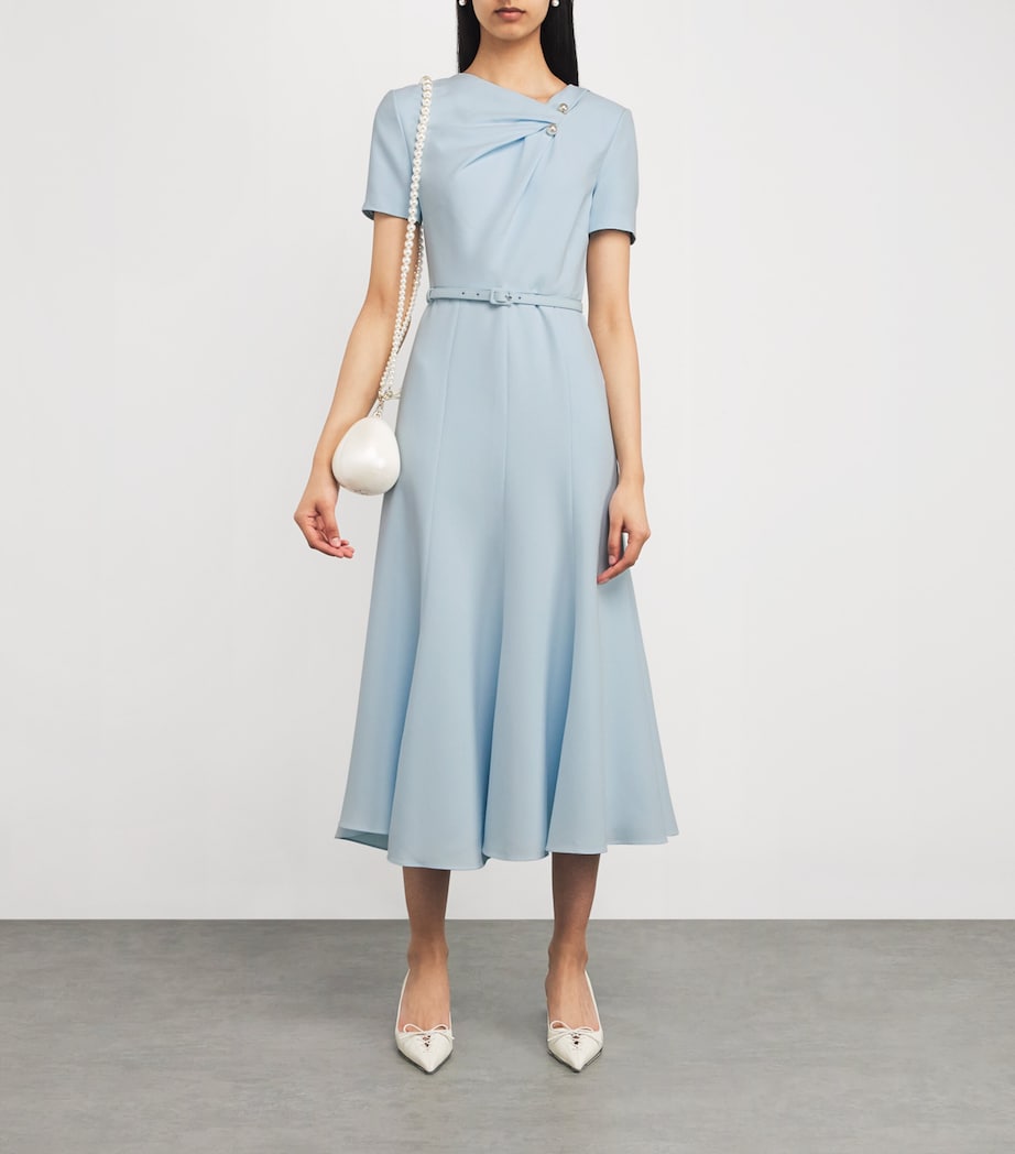 Roland Mouret Womens Cady Belted Midi Dress Blue Image 2