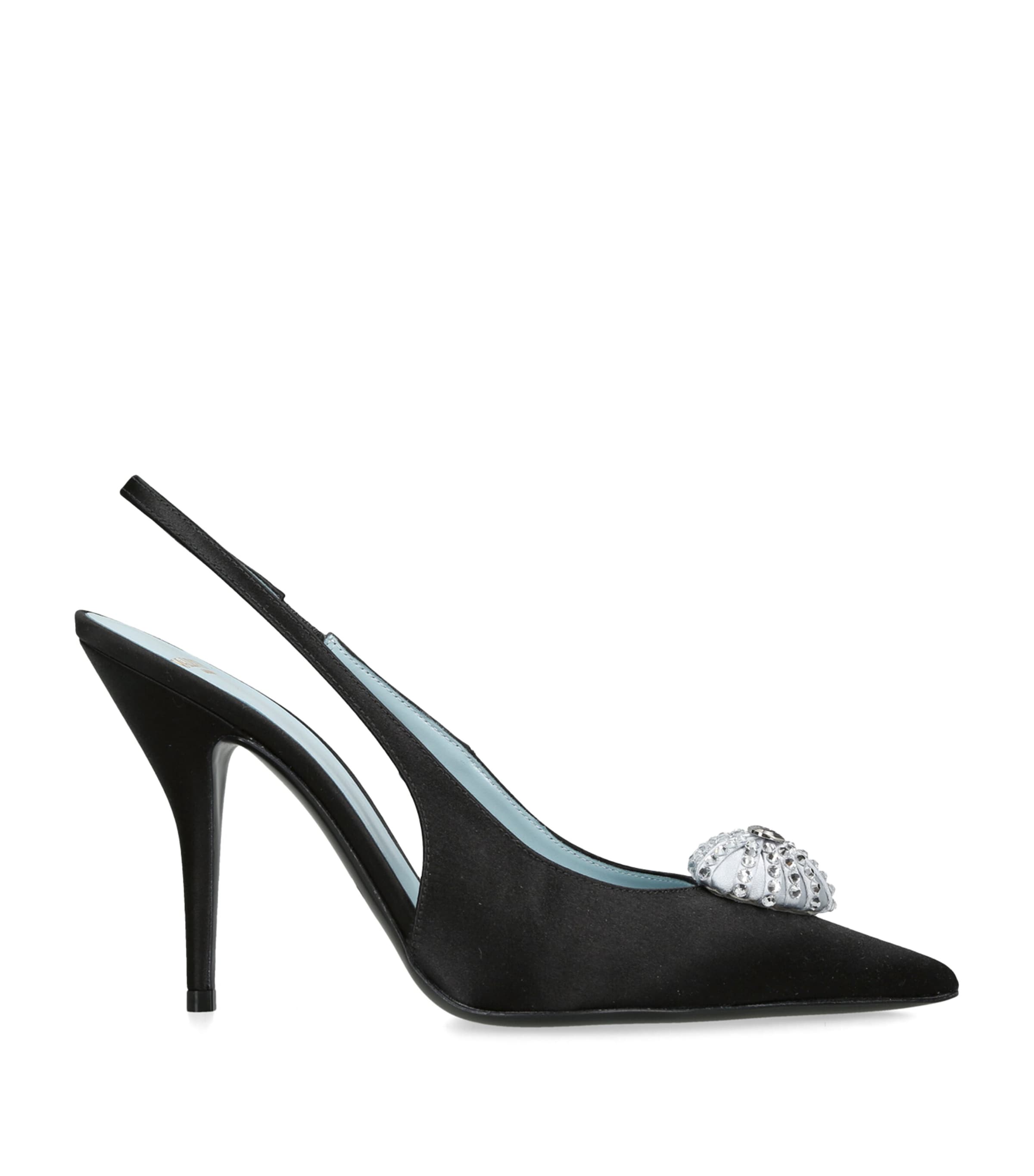 Valentino Garavani Satin Coeur Royal Slingback Pumps 100 Blk/other Image 1