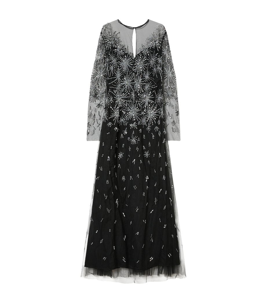 Tulle Embellished Maxi Dress BLACK Image 1