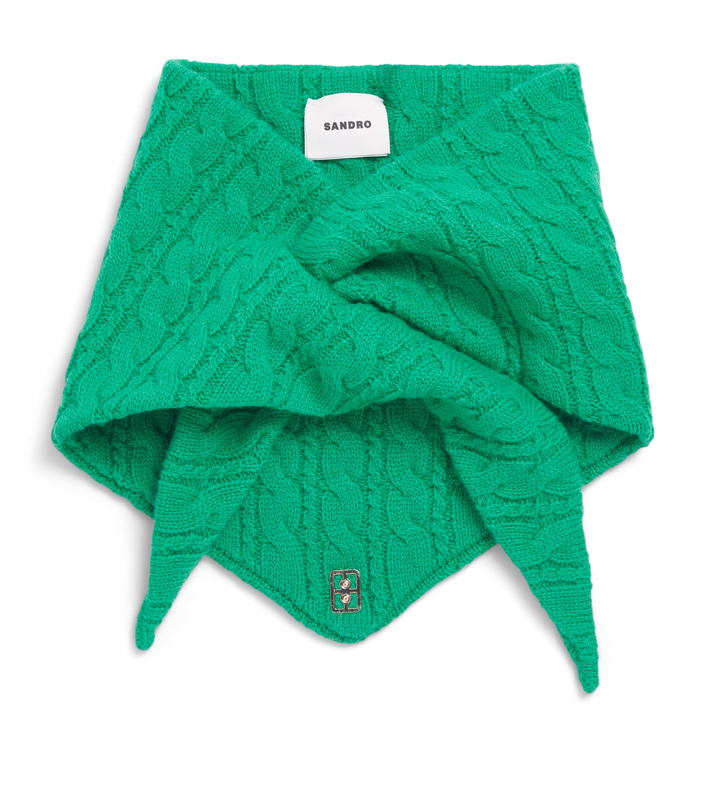 Wool-Cashmere Cable-Knit Neckerchief GREEN Image 1