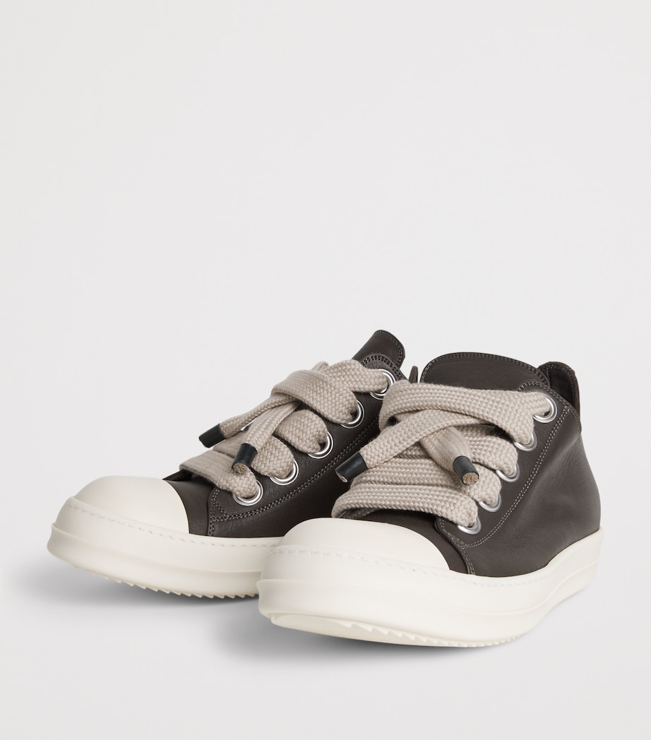 Rick Owens Leather Jumbo-Lace Sneakers Grease/milk Image 3