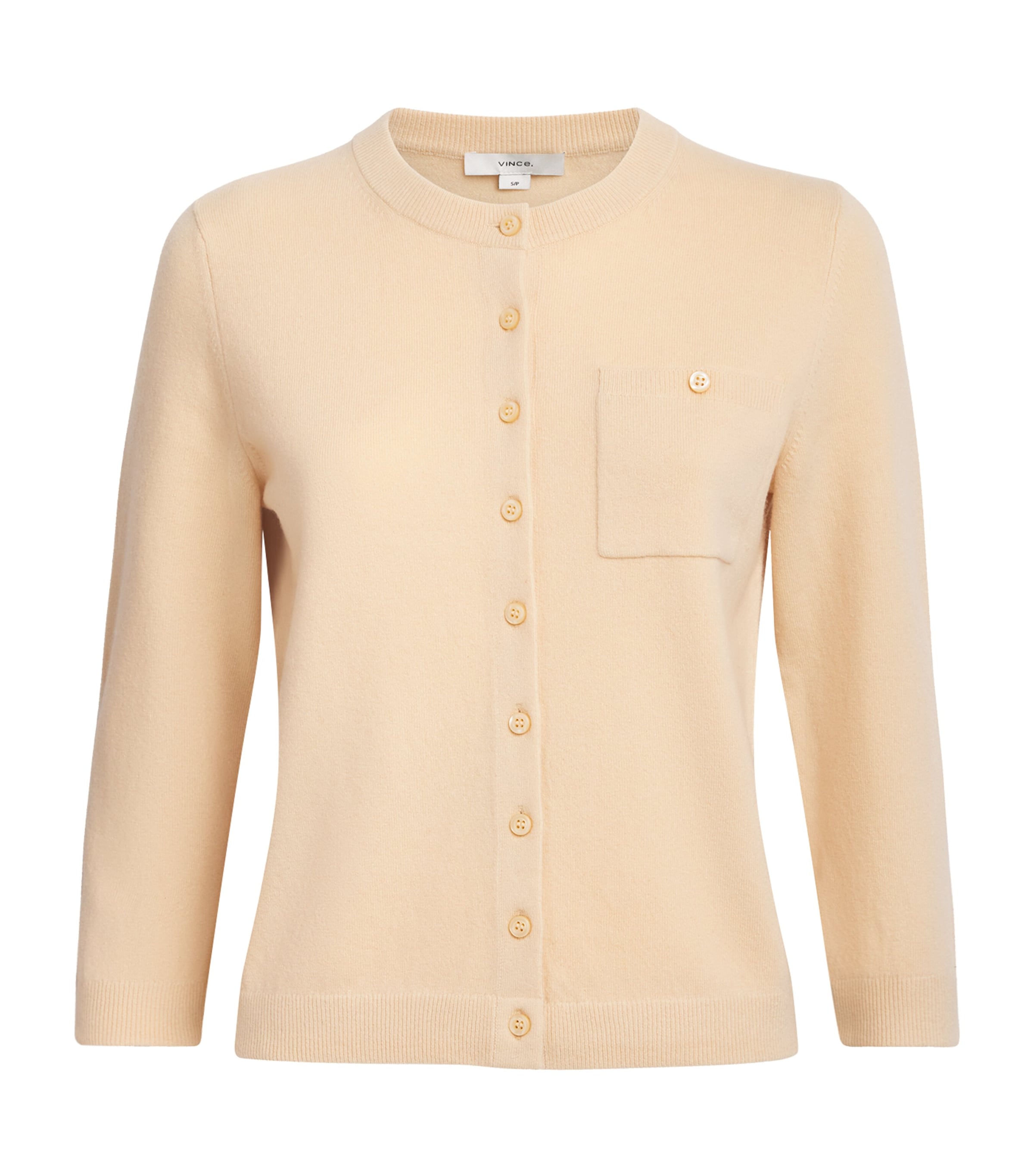 Vince Womens Wool-Blend Pocket Cardigan Chamomile Image 1