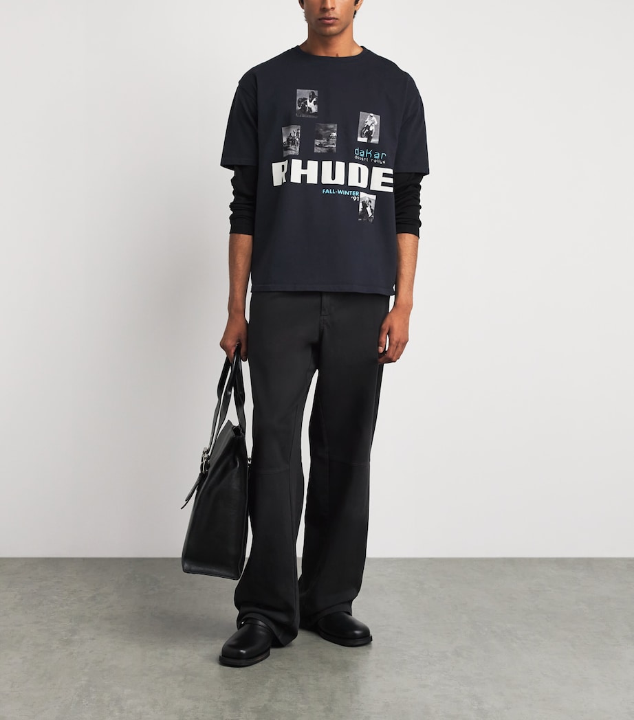 Rhude Mens Cotton 91 Rallye T-Shirt Vintage White /black Image 2