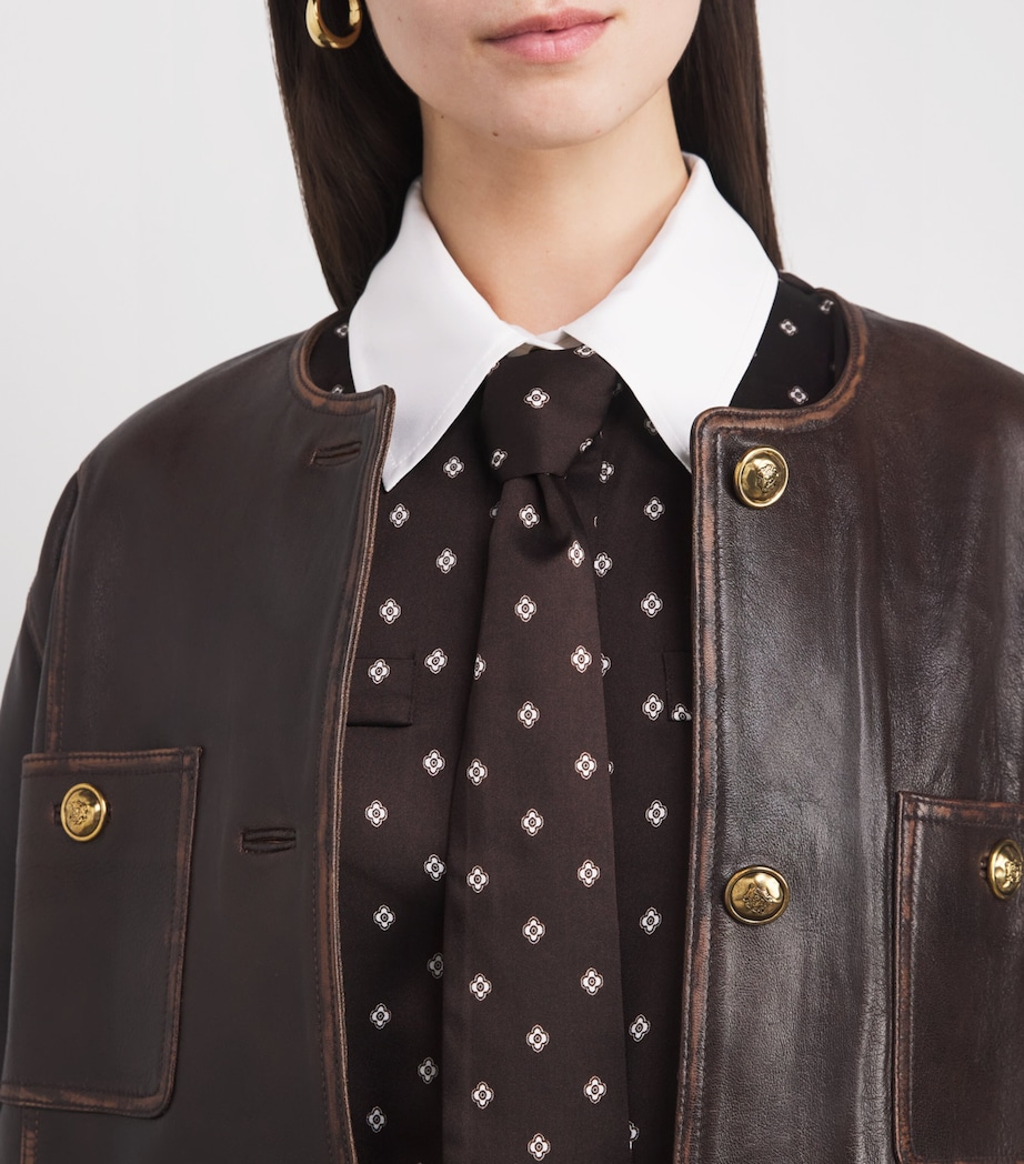 Satin Printed Mini Dress BROWN / WHITE Image 4