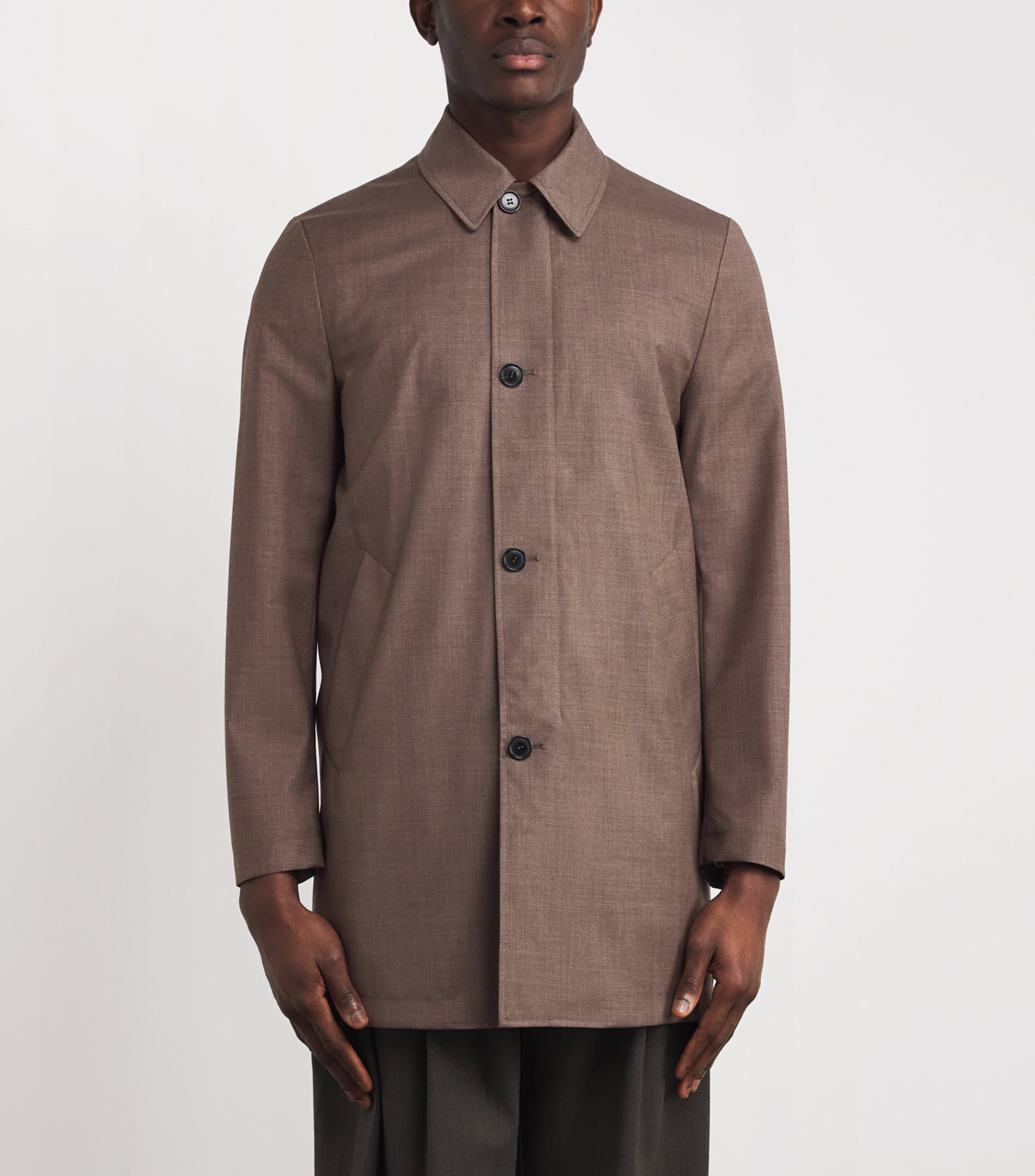 Wool Gilet-Lined Mac Coat BROWN-65 Image 3