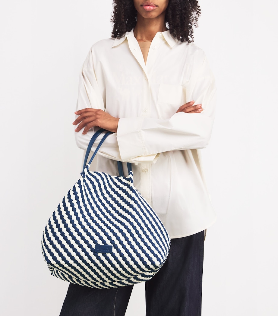 Harrods Neoprene Woven East-West Tote Bag Navy Image 2