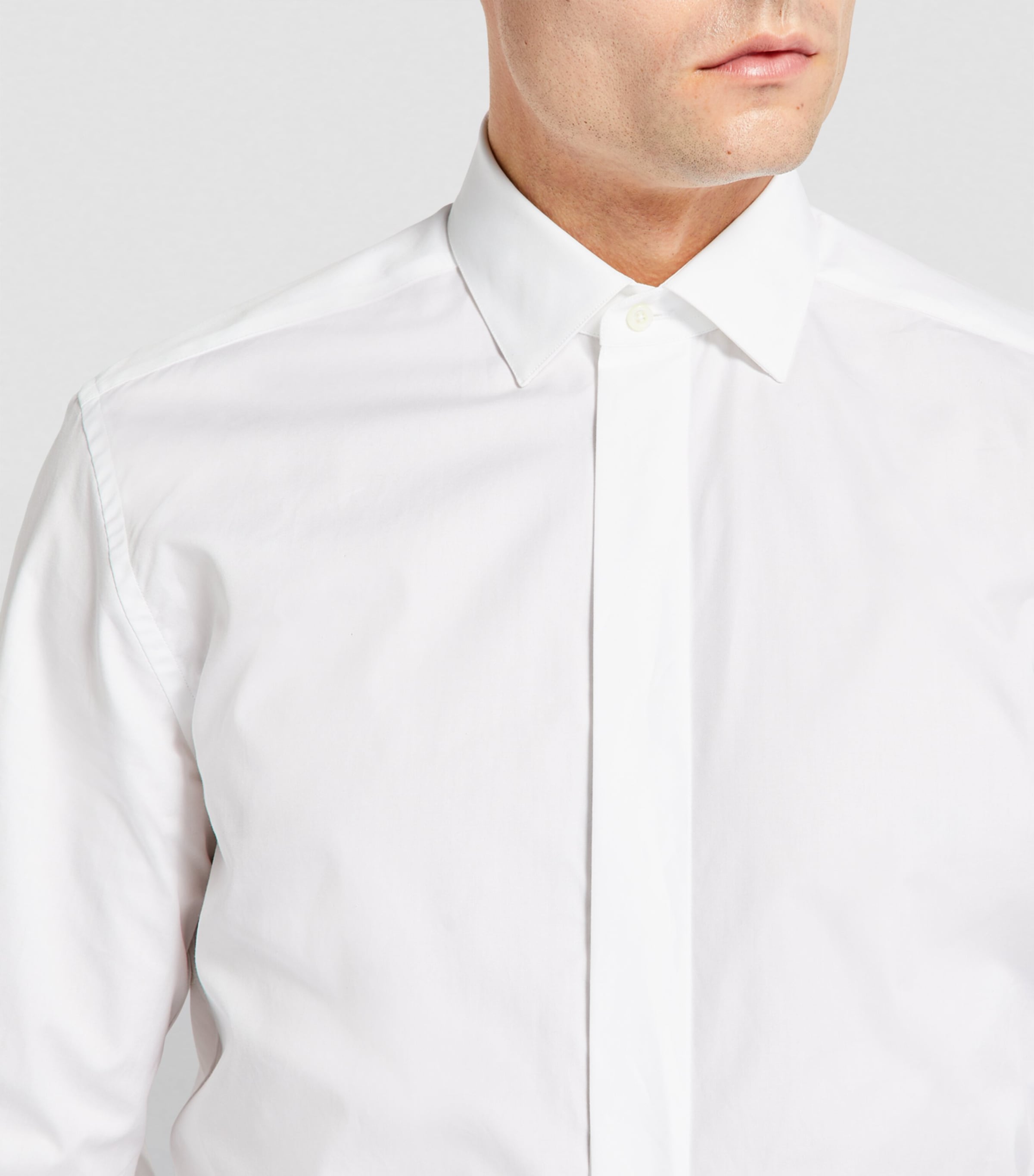 Cotton Evening Shirt 028-WHITE Image 6
