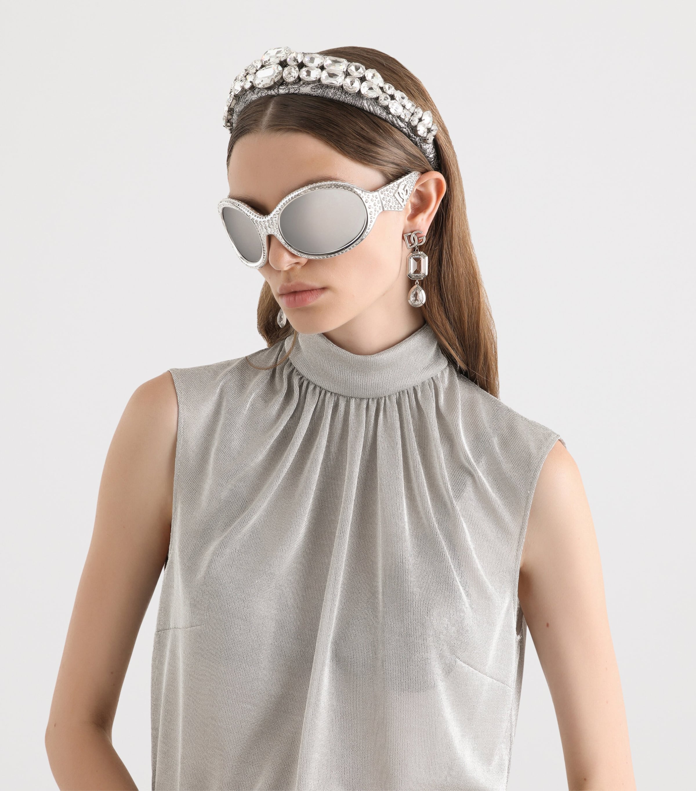 Embellished Logo Clip-On Earrings 87655-SILV Image 2