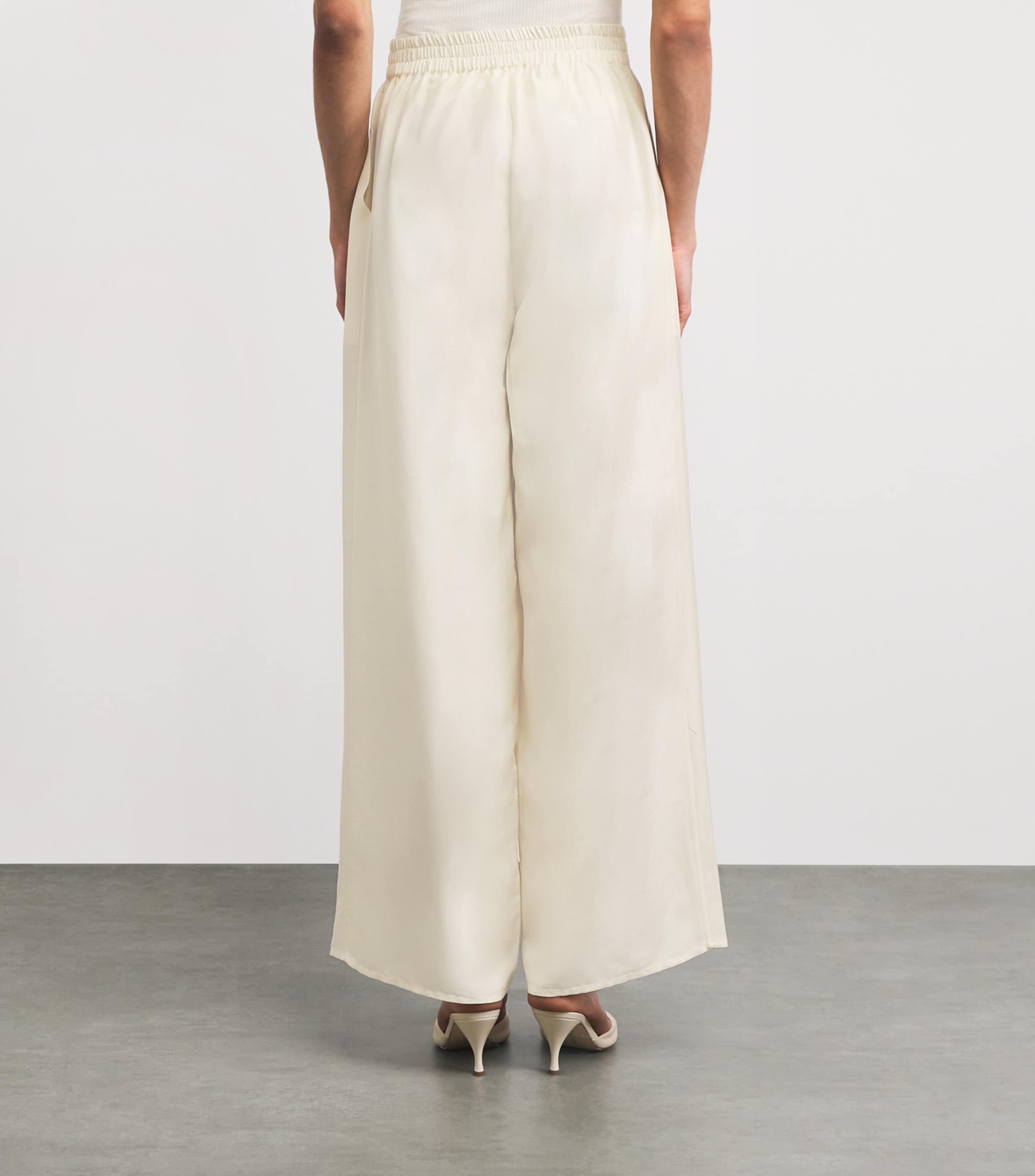 Le Kasha Womens Silk Pamir Wide-Leg Trousers Cream Image 5