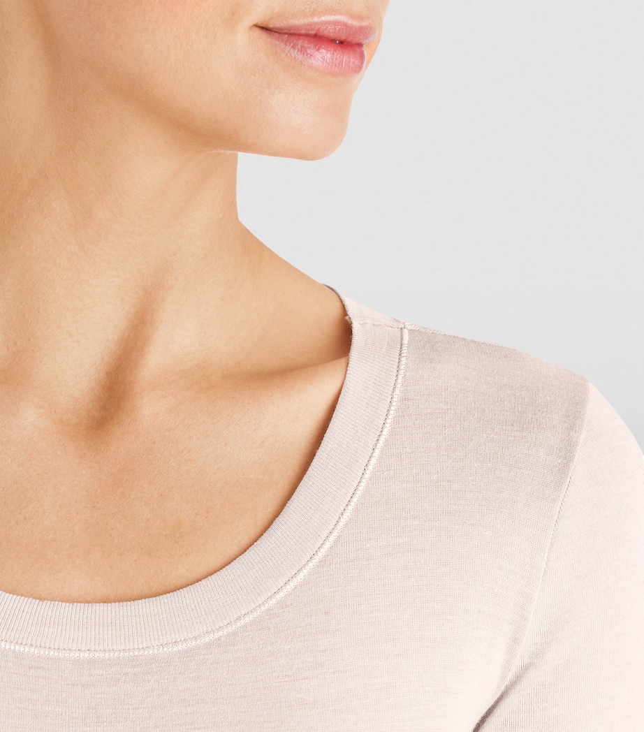 Silk-Cashmere Long-Sleeve T-Shirt IVORY Image 6