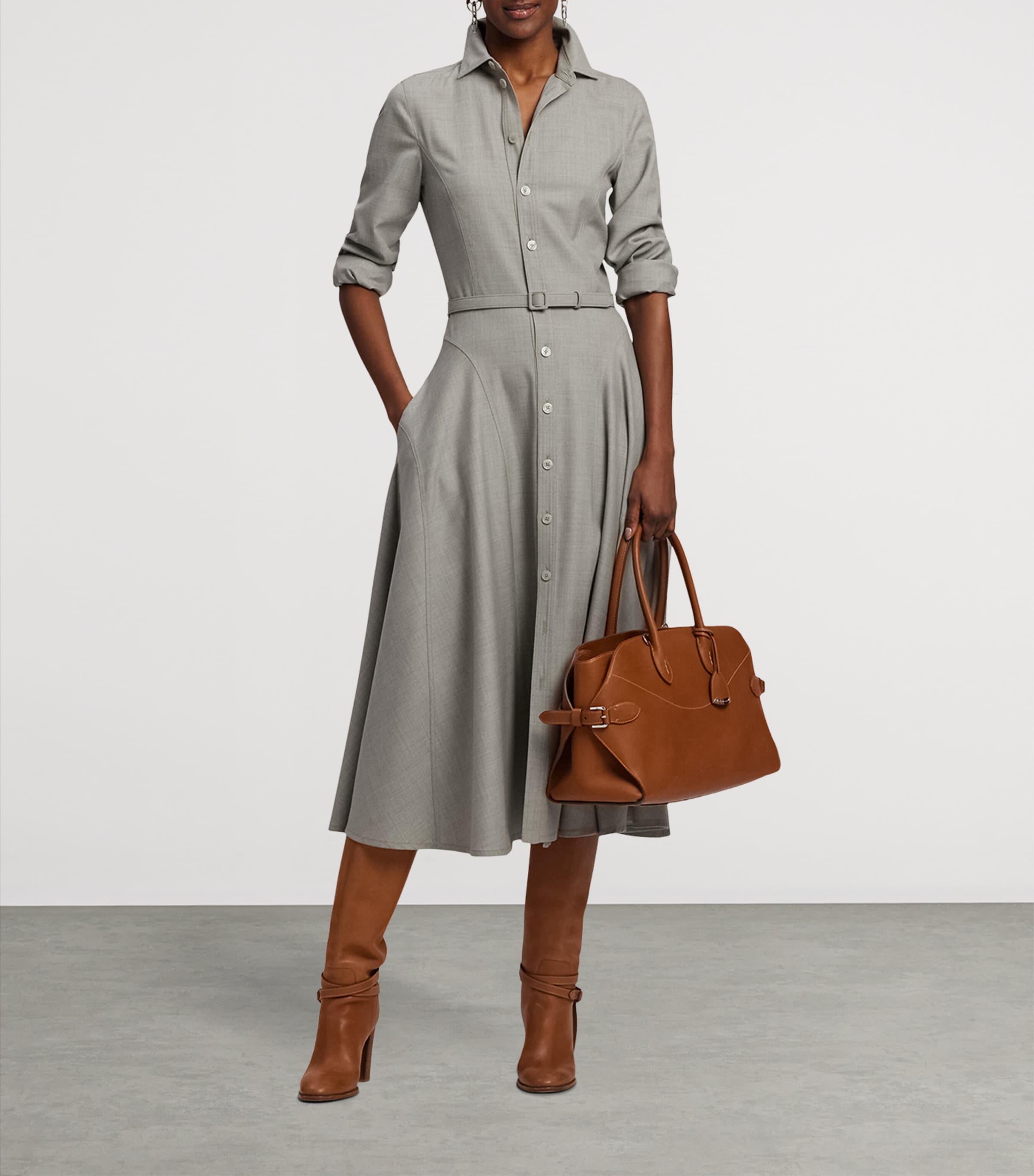 Wool Belted Safford Midi Dress PEARL GREY MELANGE Image 8