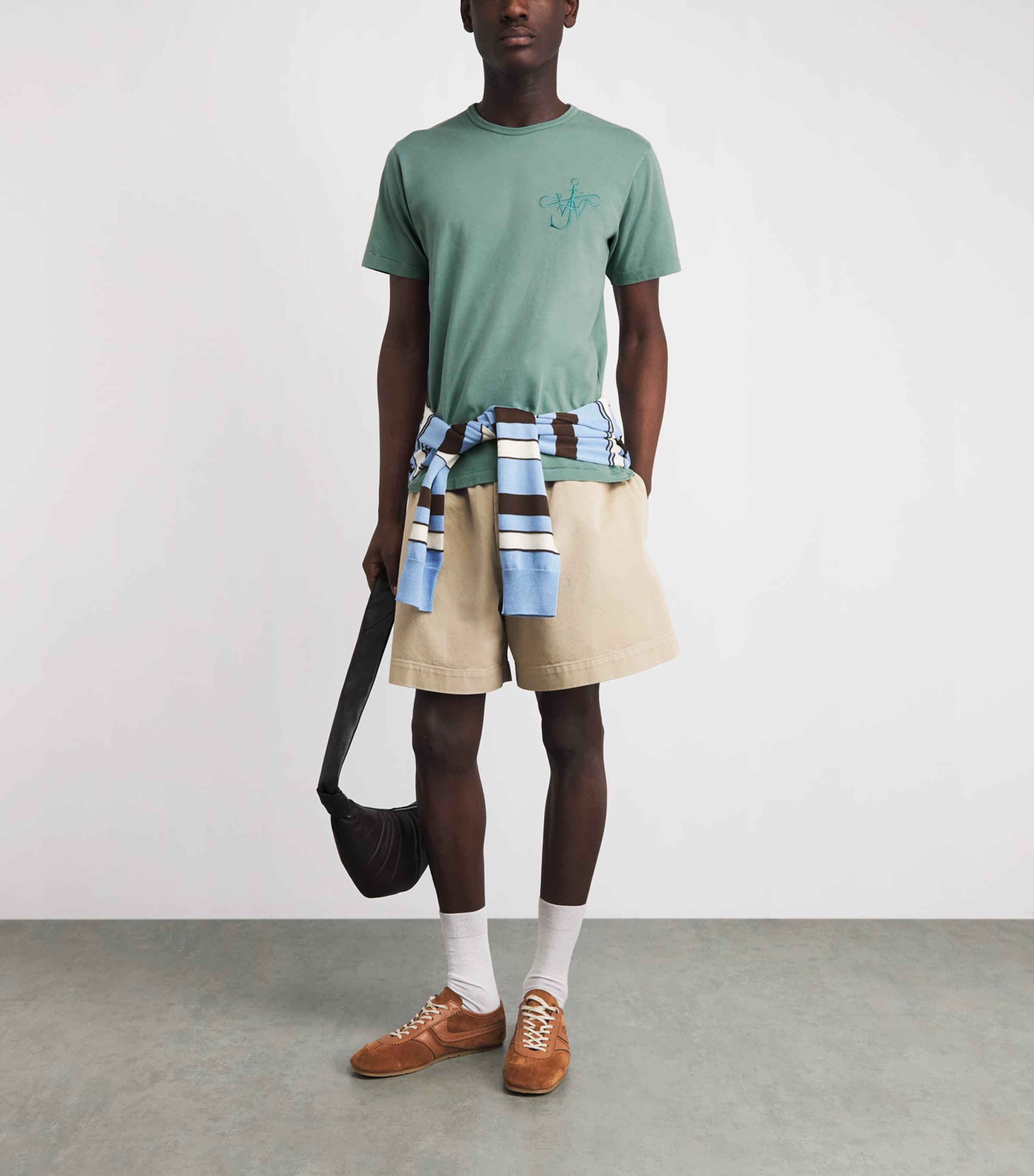 JW Anderson Mens Cotton Ribbon Anchor T-Shirt Washed Teal Image 2