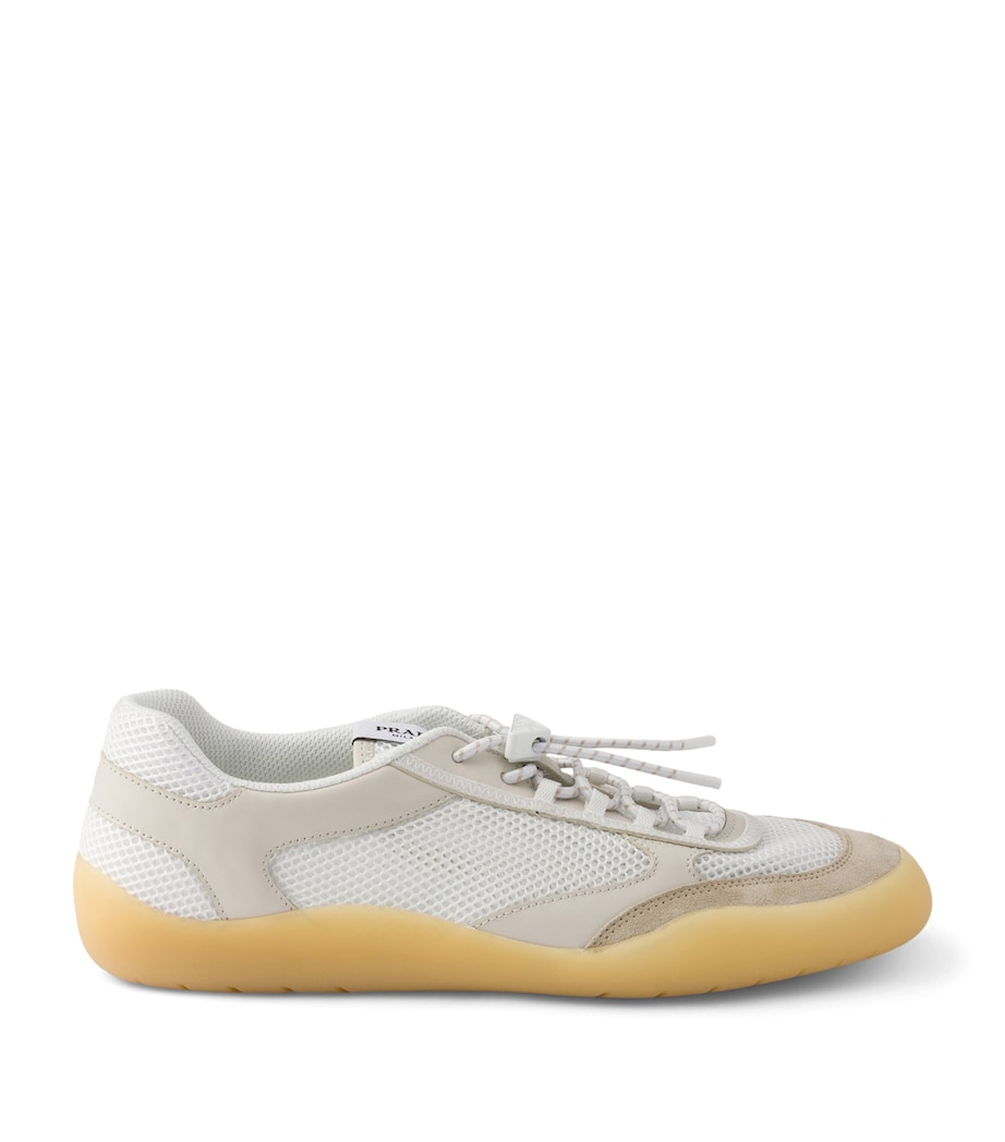 Prada Leather-Mesh Speedrock Sneakers Neutral Image 1