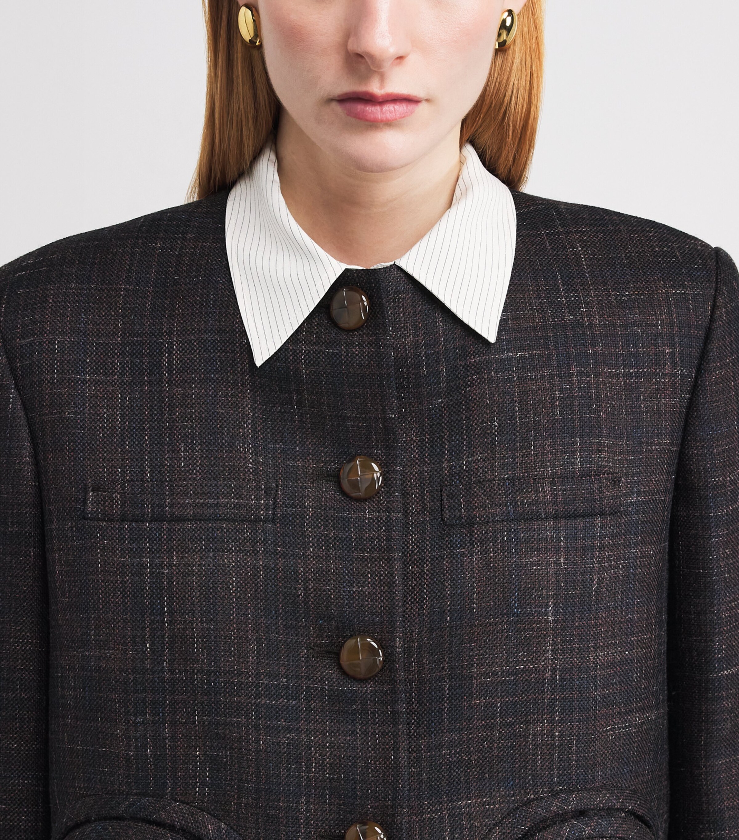 Blazé Milano Womens Virgin Wool-Blend Cropped Jacket Chocolate Image 6