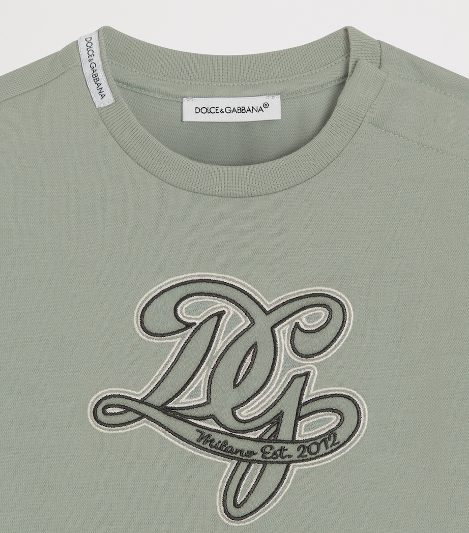 Dolce&Gabbana Kids Cotton Logo T-Shirt (3-30 Months) Grey Green Image 3