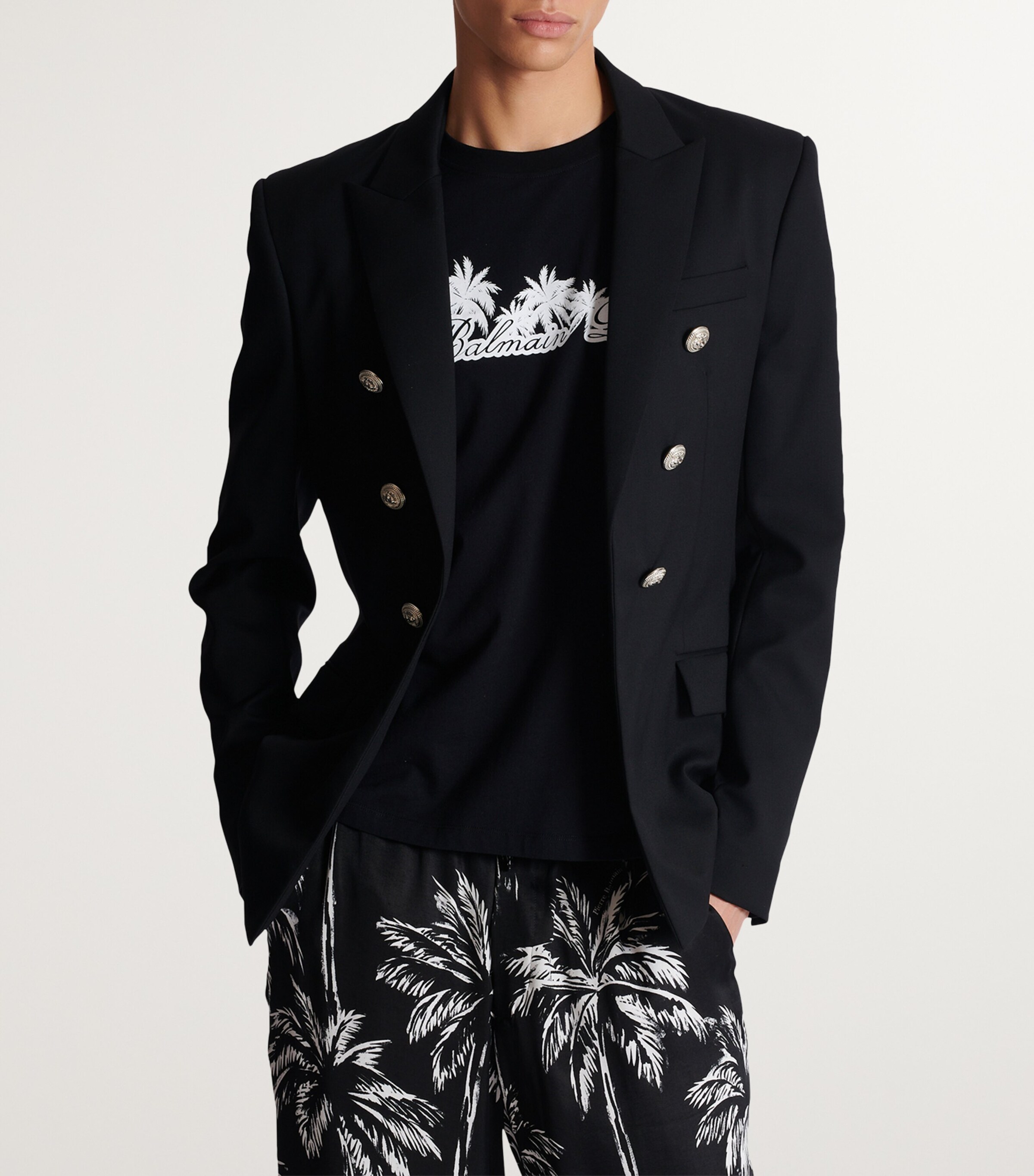 Wool Double-Breasted Blazer 0PA NOIR Image 5