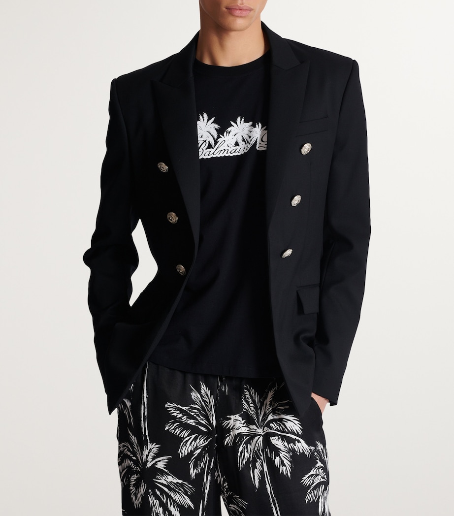 Wool Double-Breasted Blazer 0PA NOIR Image 5