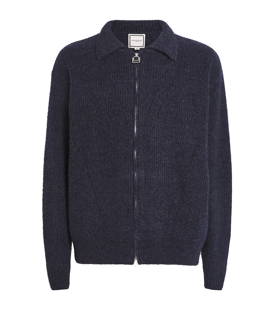 Rib-Knit Zip-Up Cardigan NAVY Image 1