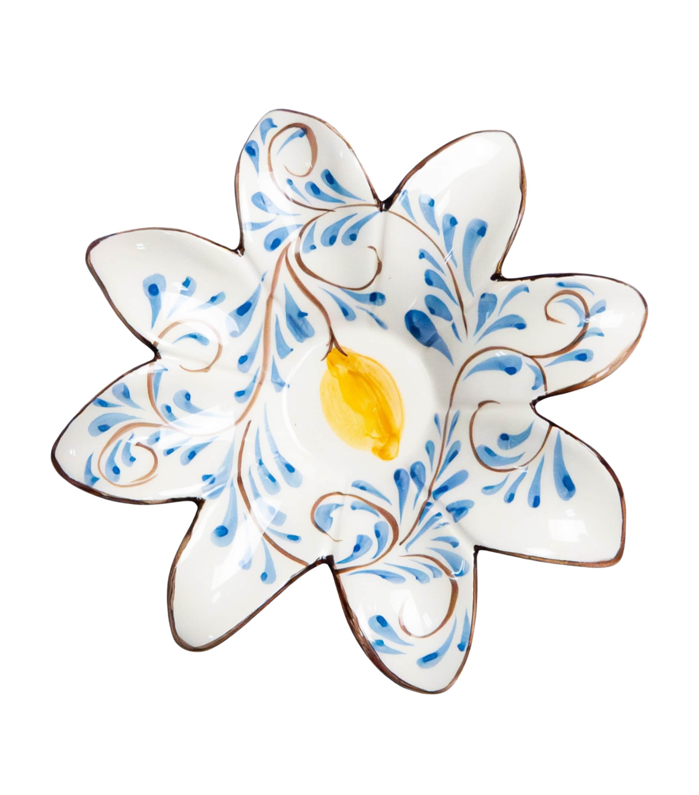 Les-Ottomans Ceramic Positano Lemons Starter Plate Blue Image 1