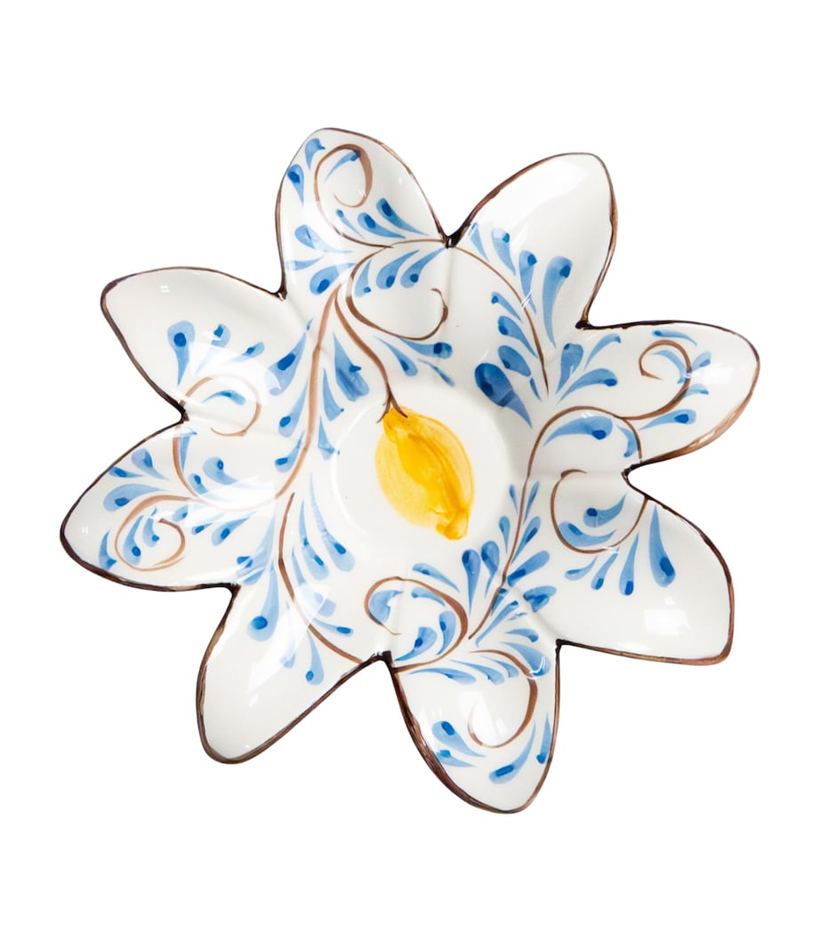 Les-Ottomans Ceramic Positano Lemons Starter Plate Blue Image 1