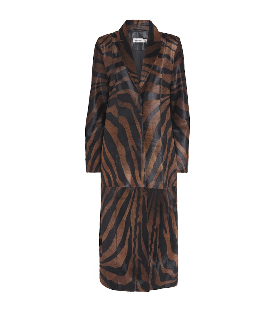 Simkhai Womens Leather Pony Hair Zebra Rilo Coat Zebra Image 1