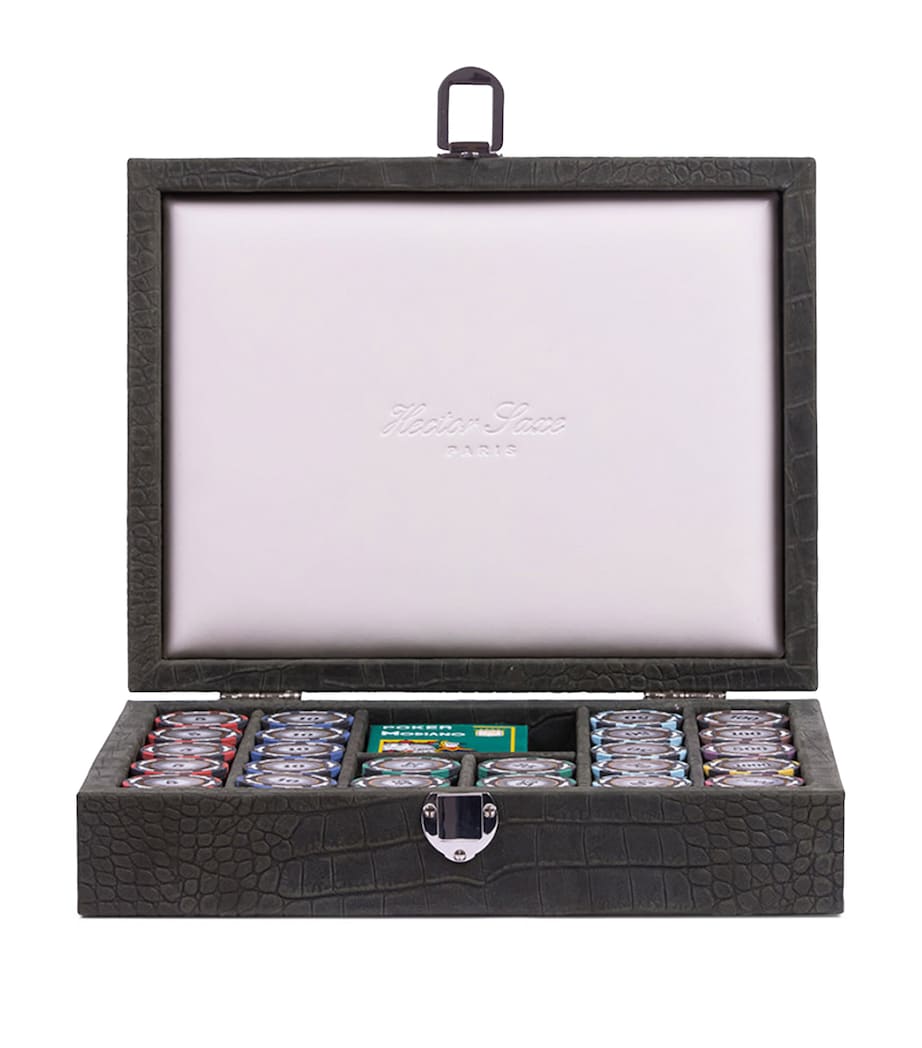 Leather Alligator Poker Set KAKI Image 3