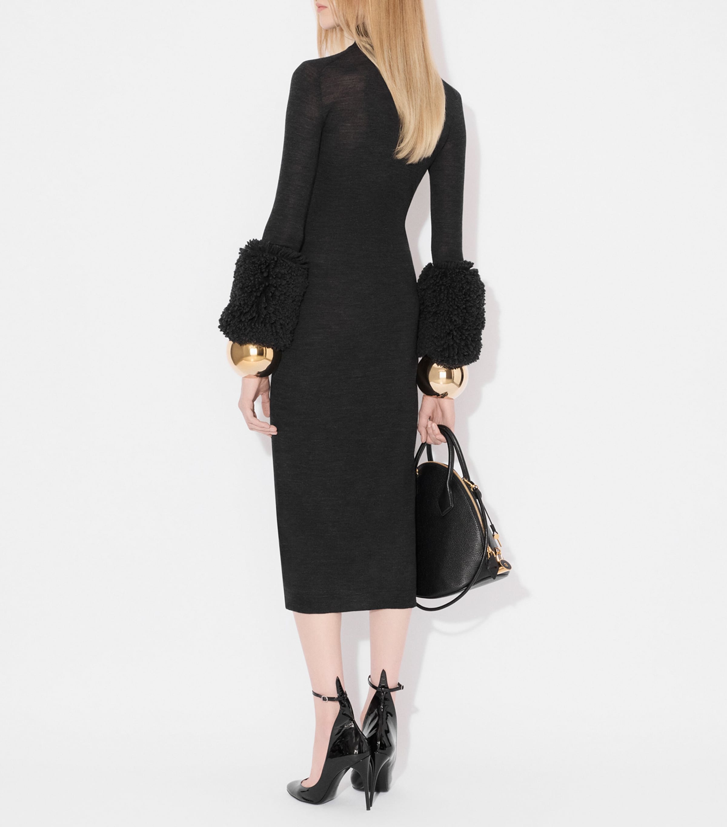 Virgin Wool Midi Dress EBENE Image 3