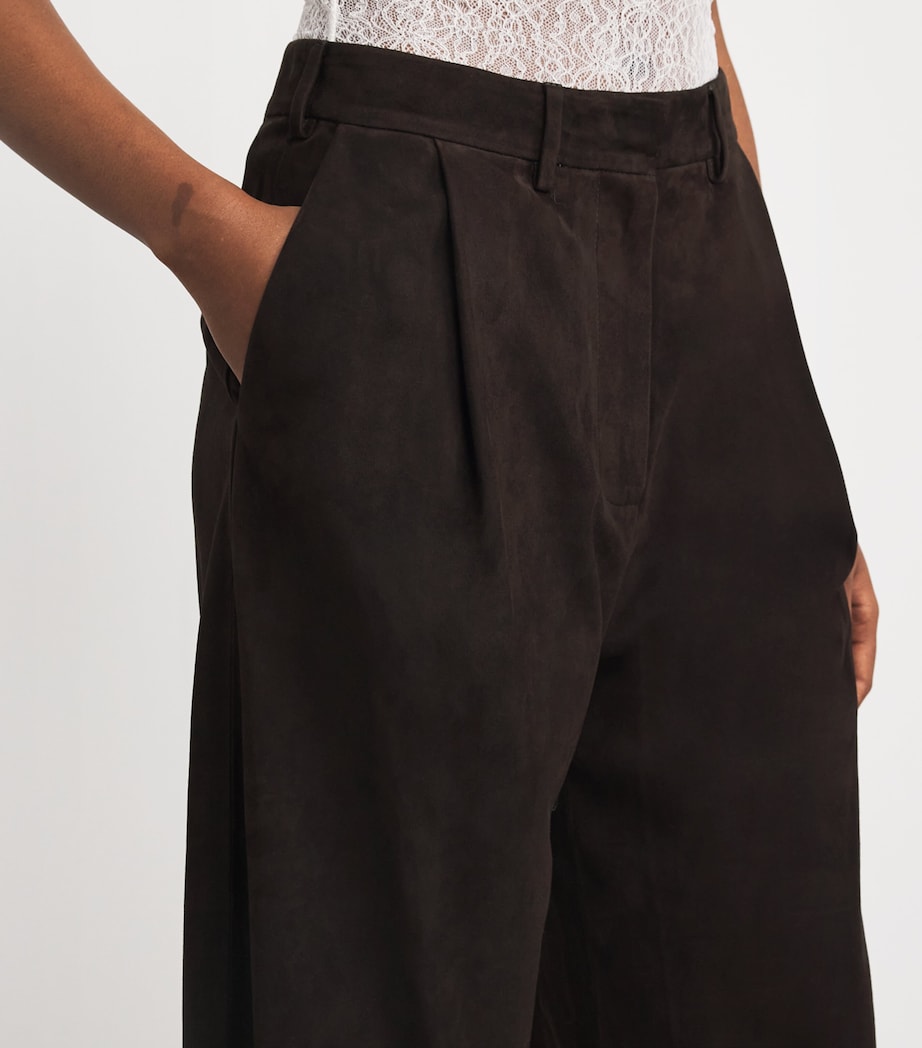 Suede Sonata Wide-Leg Trousers D80 DARK CHOCOLATE Image 6
