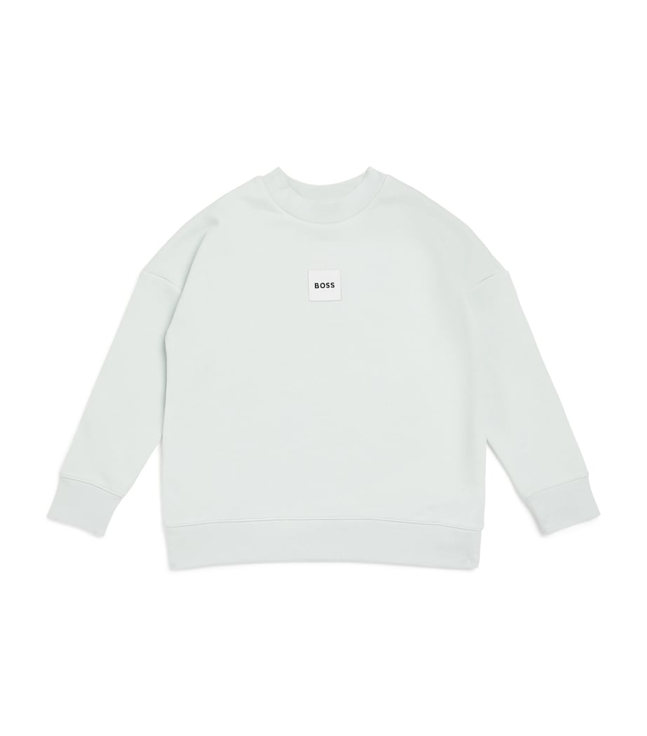 BOSS Kidswear Stretch-Cotton Logo Sweatshirt (4-16 Years) Green Image 1