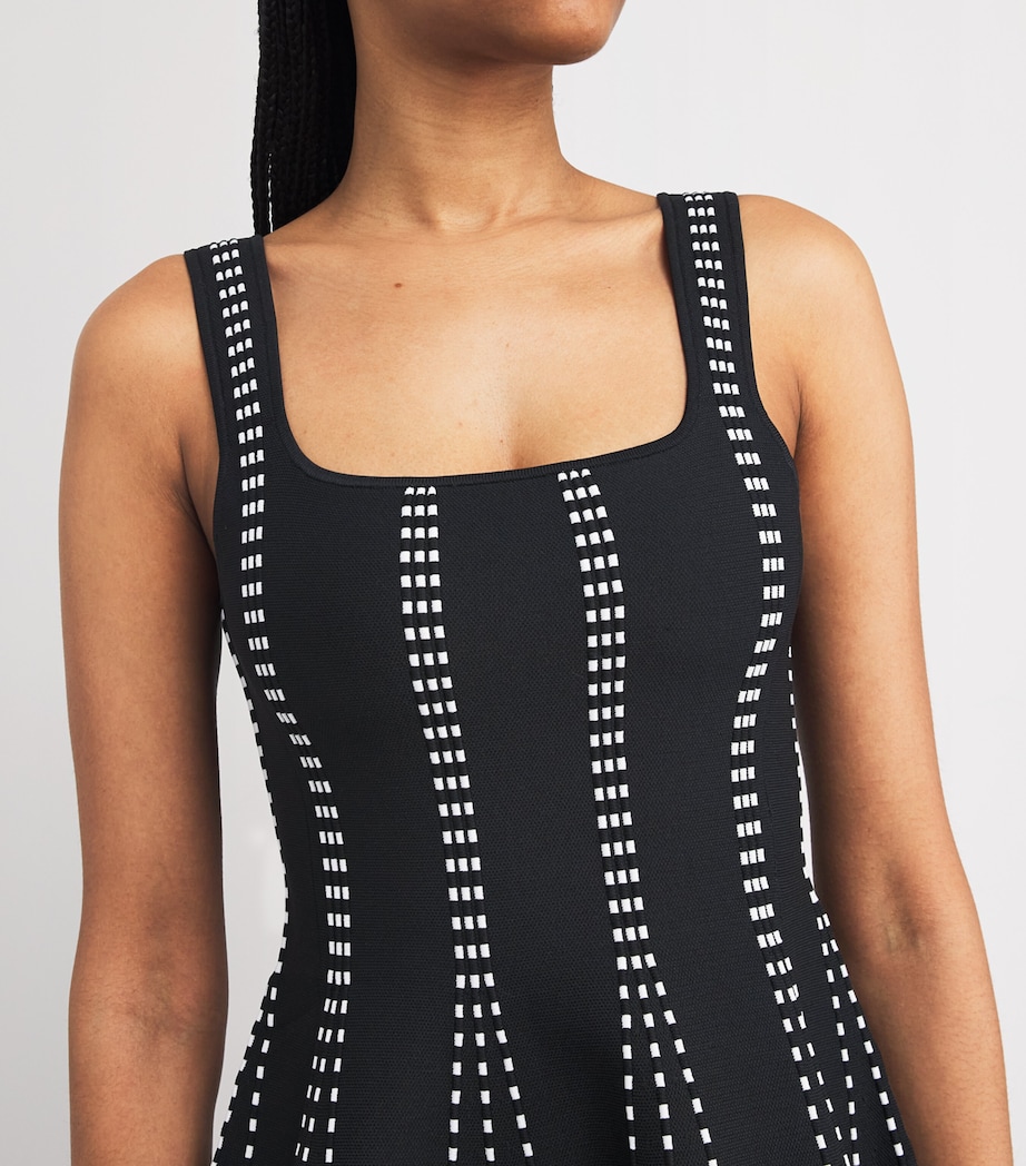 Jacquard-Stripe Mini Dress BLACK/ECRU Image 4
