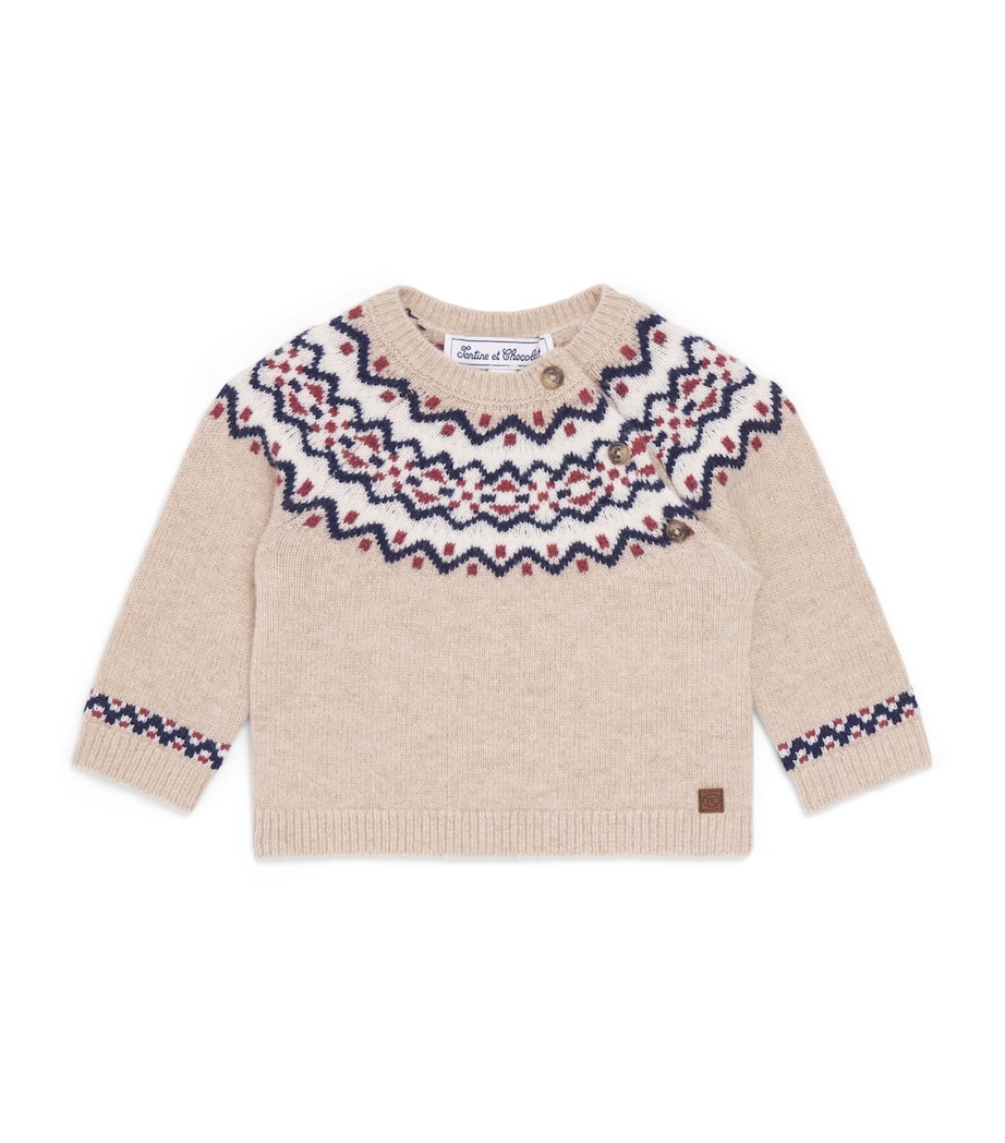 Tartine et Chocolat Wool Jacquard Sweater (3 Months-4 Years) Chiné Image 1