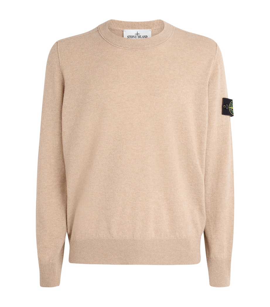 Stone Island Mens Virgin Wool Compass Logo Sweater Image 1