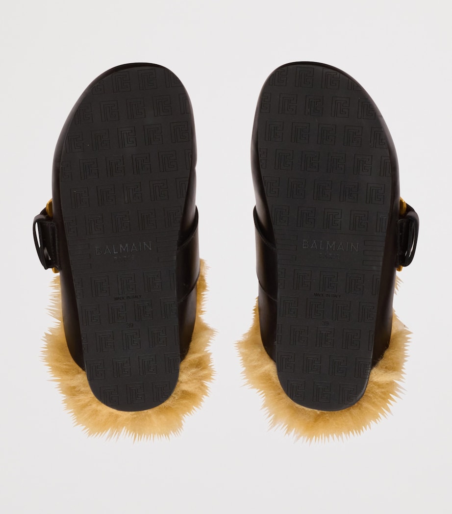 Leather Faux Fur-Lined Mules 0PA NOIR Image 7