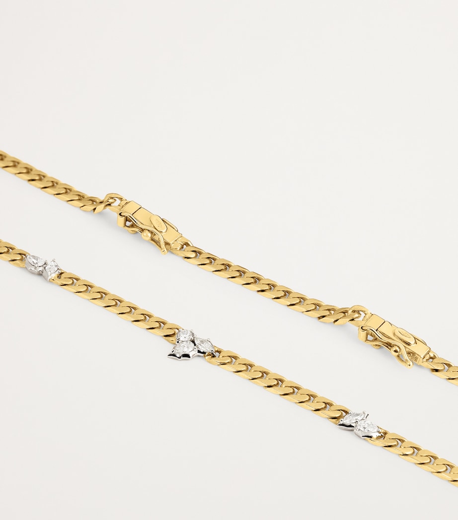 Jade Trau Yellow Gold and Diamond Posey Station Necklace Yellow Gold Image 5