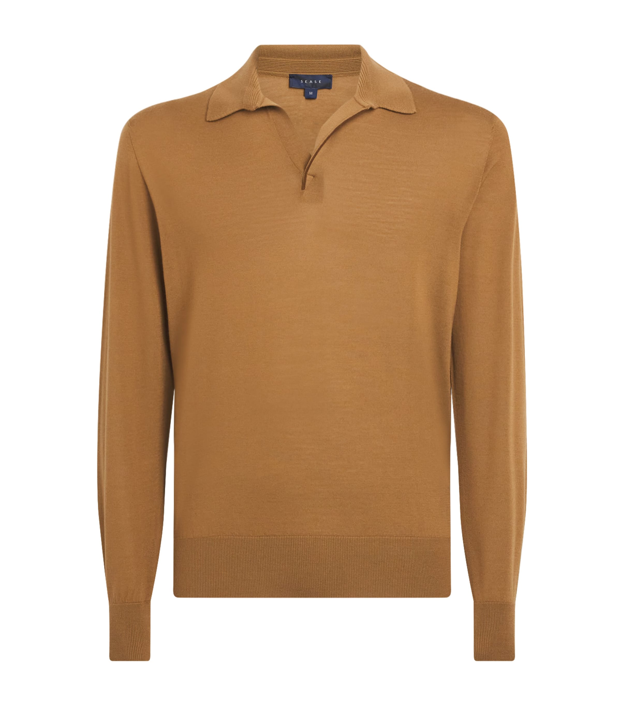 Sease Mens Virgin Wool Polo Shirt Nut Brown Image 1