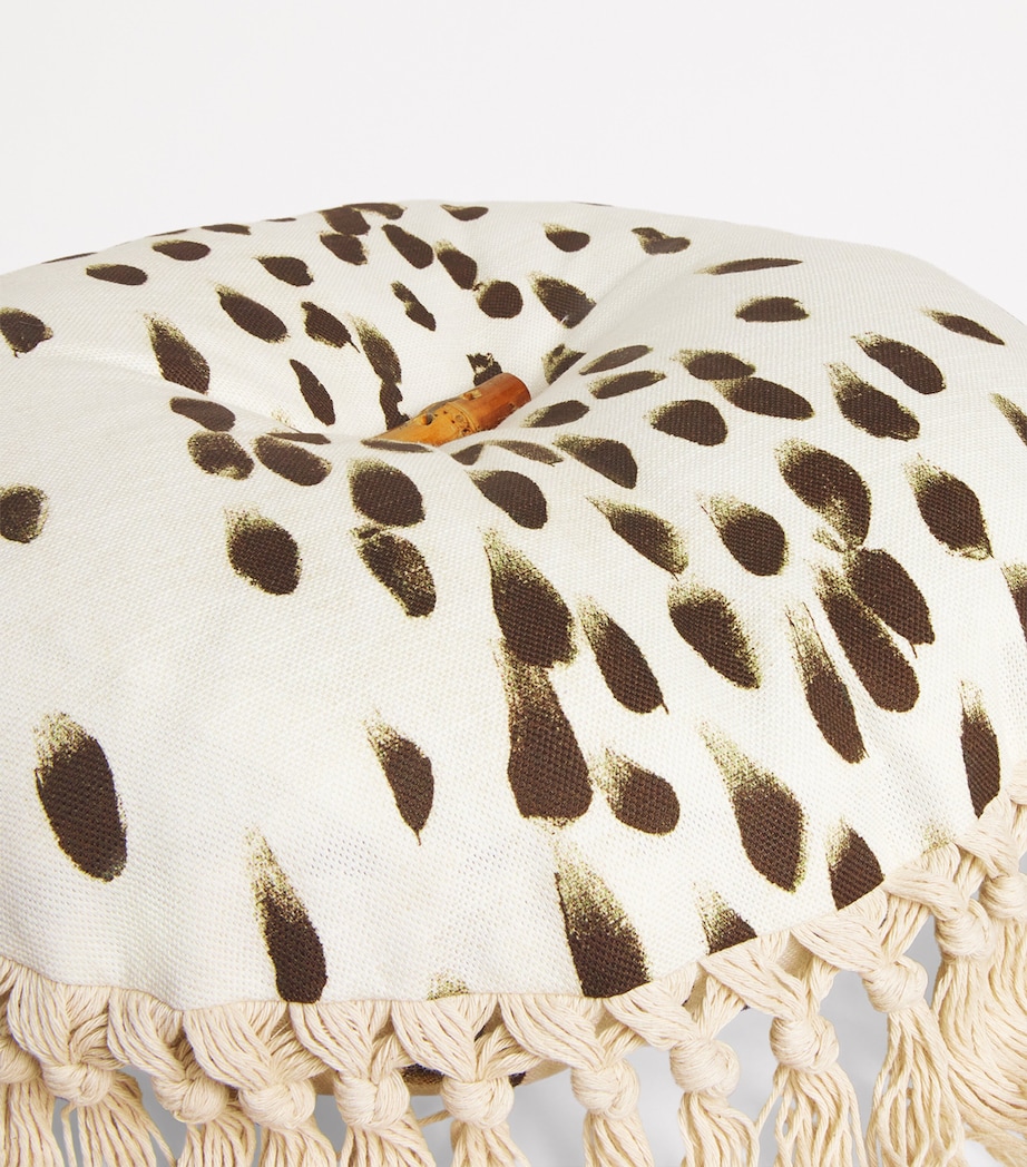 Fringed Tottenham Dalmatian Circular Cushion (36cm x 36cm) COCOA Image 3