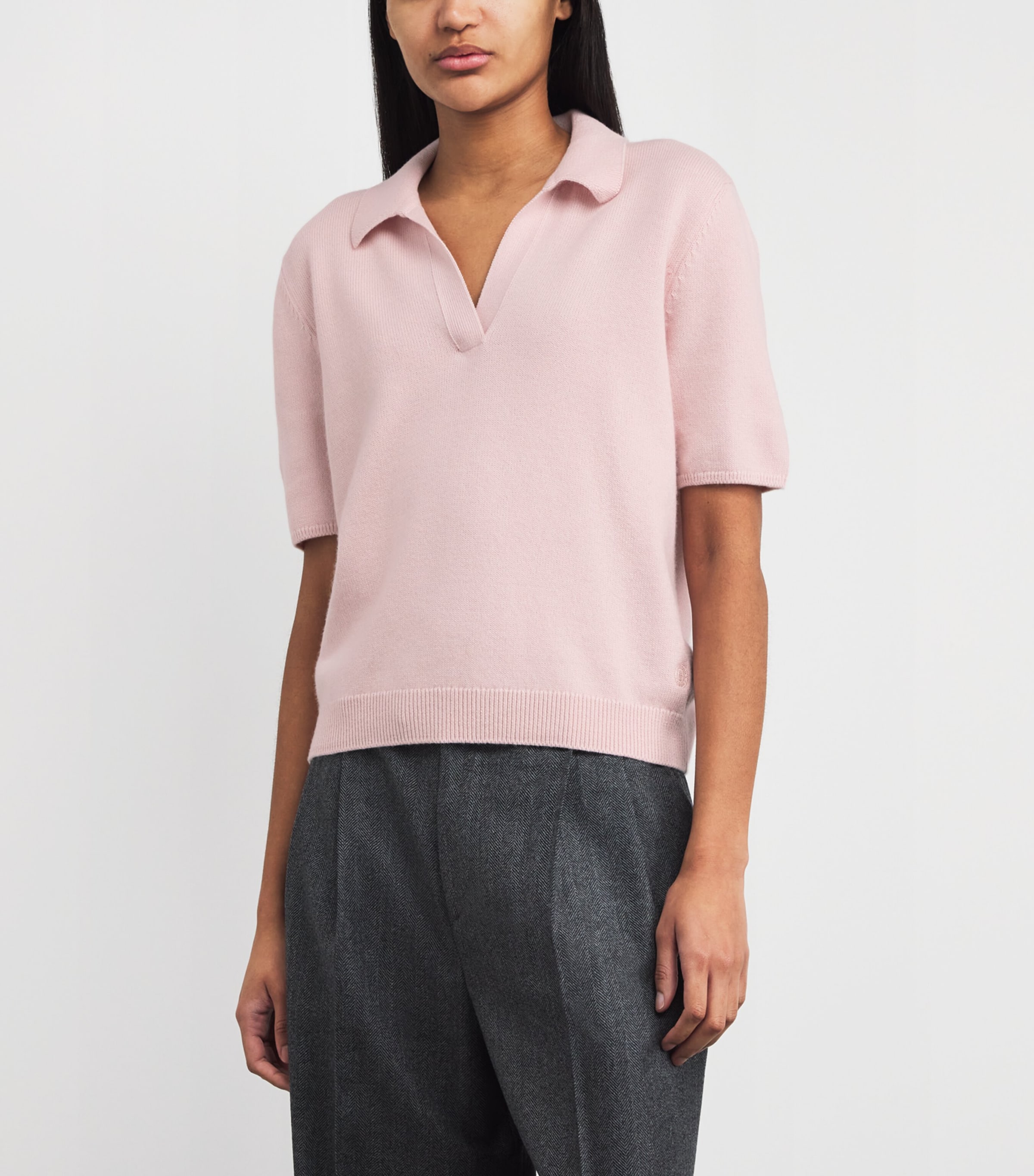 Harrods Womens Cotton-Cashmere Collared Sweater Cherry Blossom Image 4