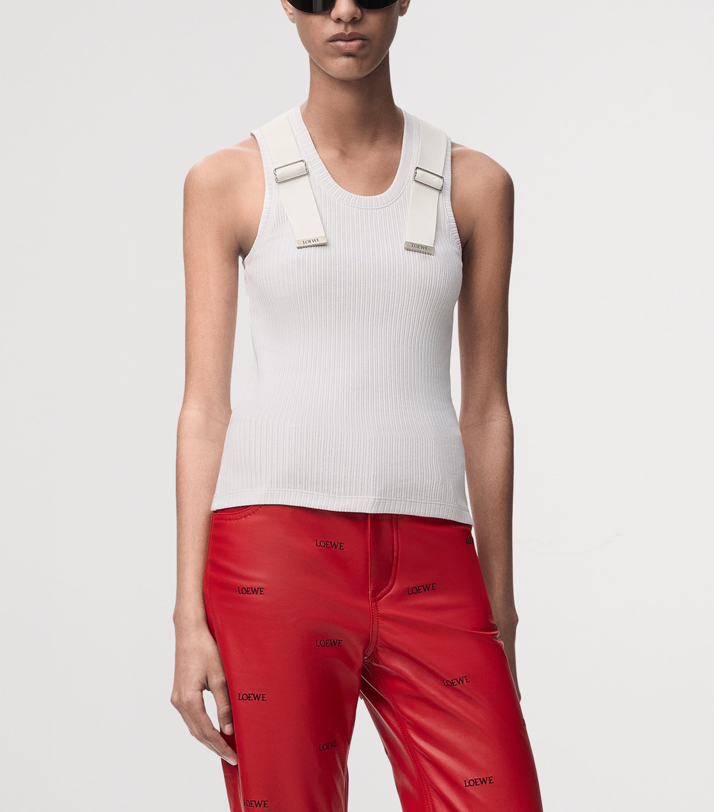 LOEWE Womens Embellished Tank Top White Image 3