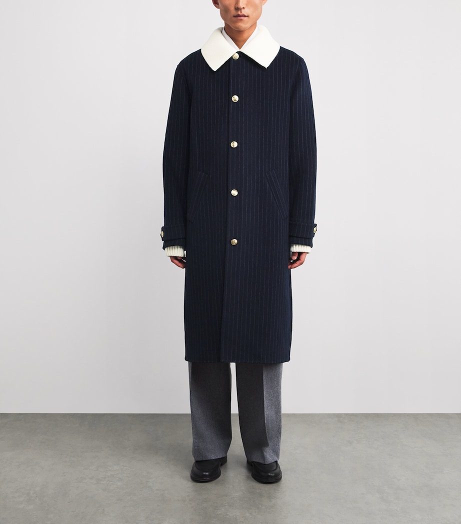 Wool-Blend Pinstripe Overcoat DNY / DARK NAVY Image 3