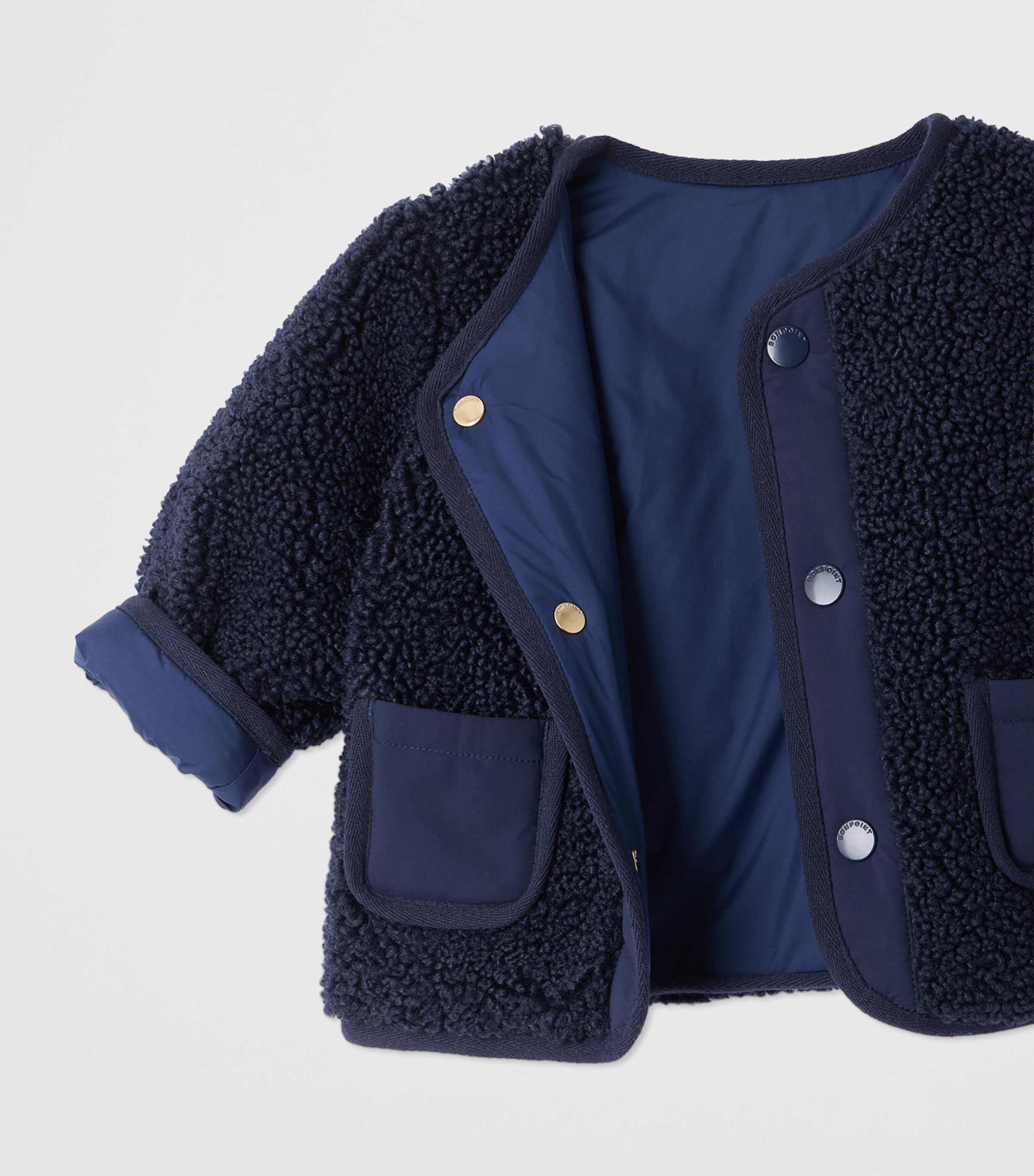 Bonpoint Reversible Faux Fur Jacket (6-18 Months) Marine Image 5